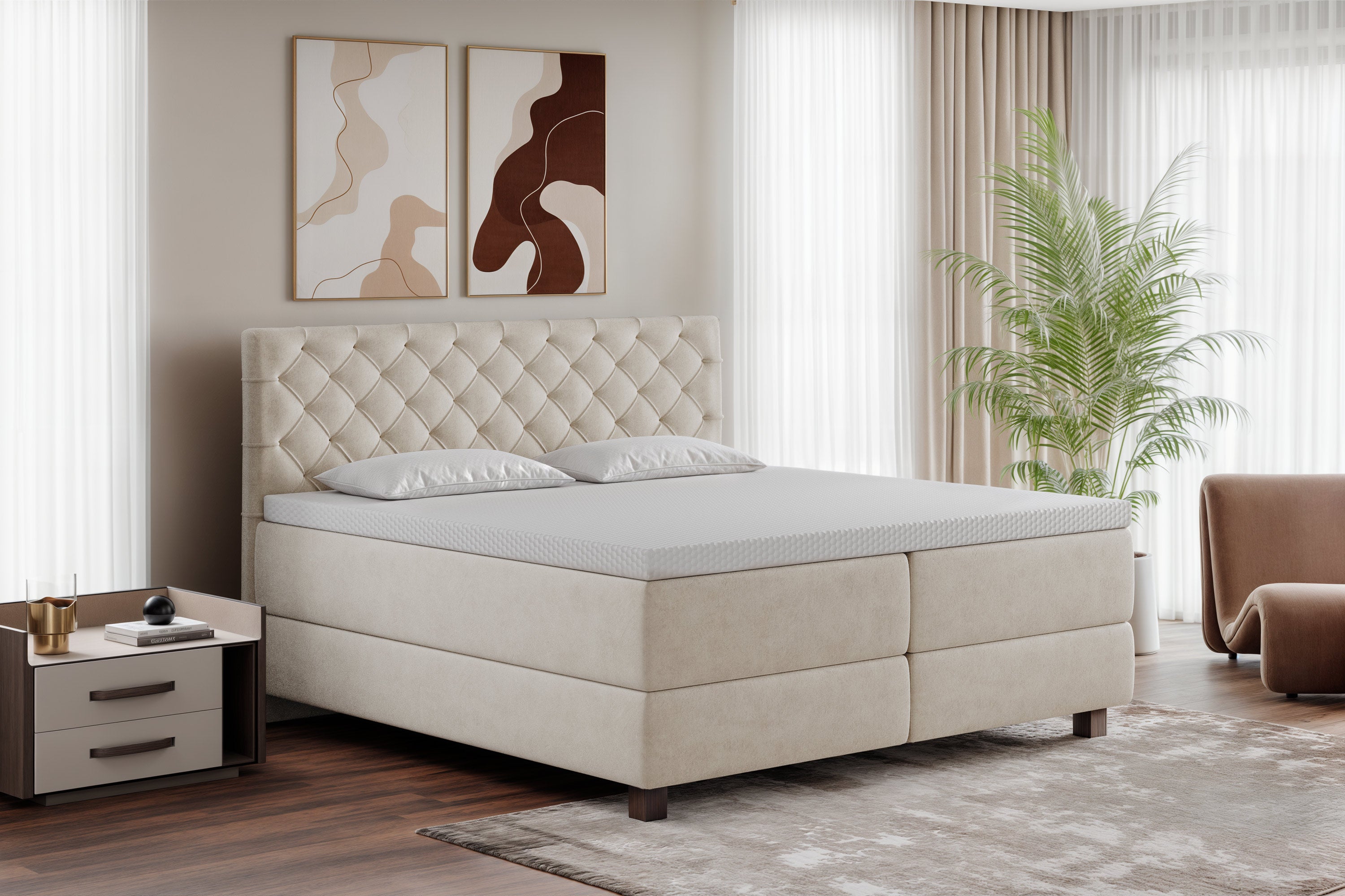 Di-Lara® Artemis Boxspringbett mit Matratze und Topper