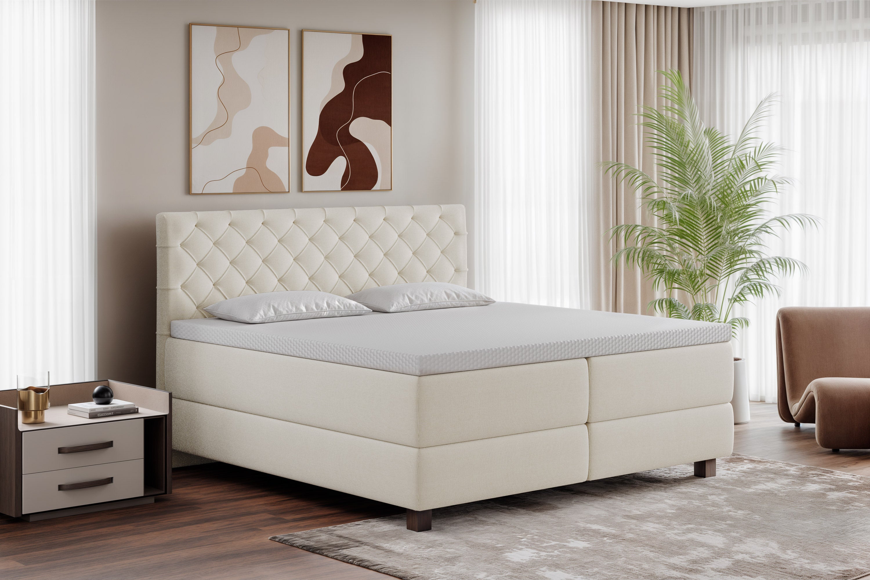 Di-Lara® Artemis Boxspringbett mit Matratze und Topper