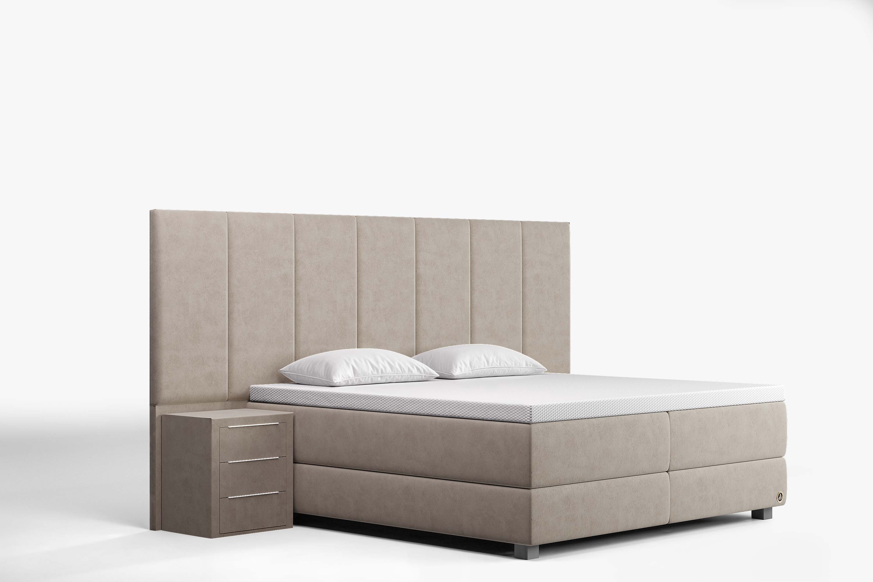 Di-Lara® Victoria Boxspringbett mit Matratze und Topper inkl. 2 Nachtkommoden
