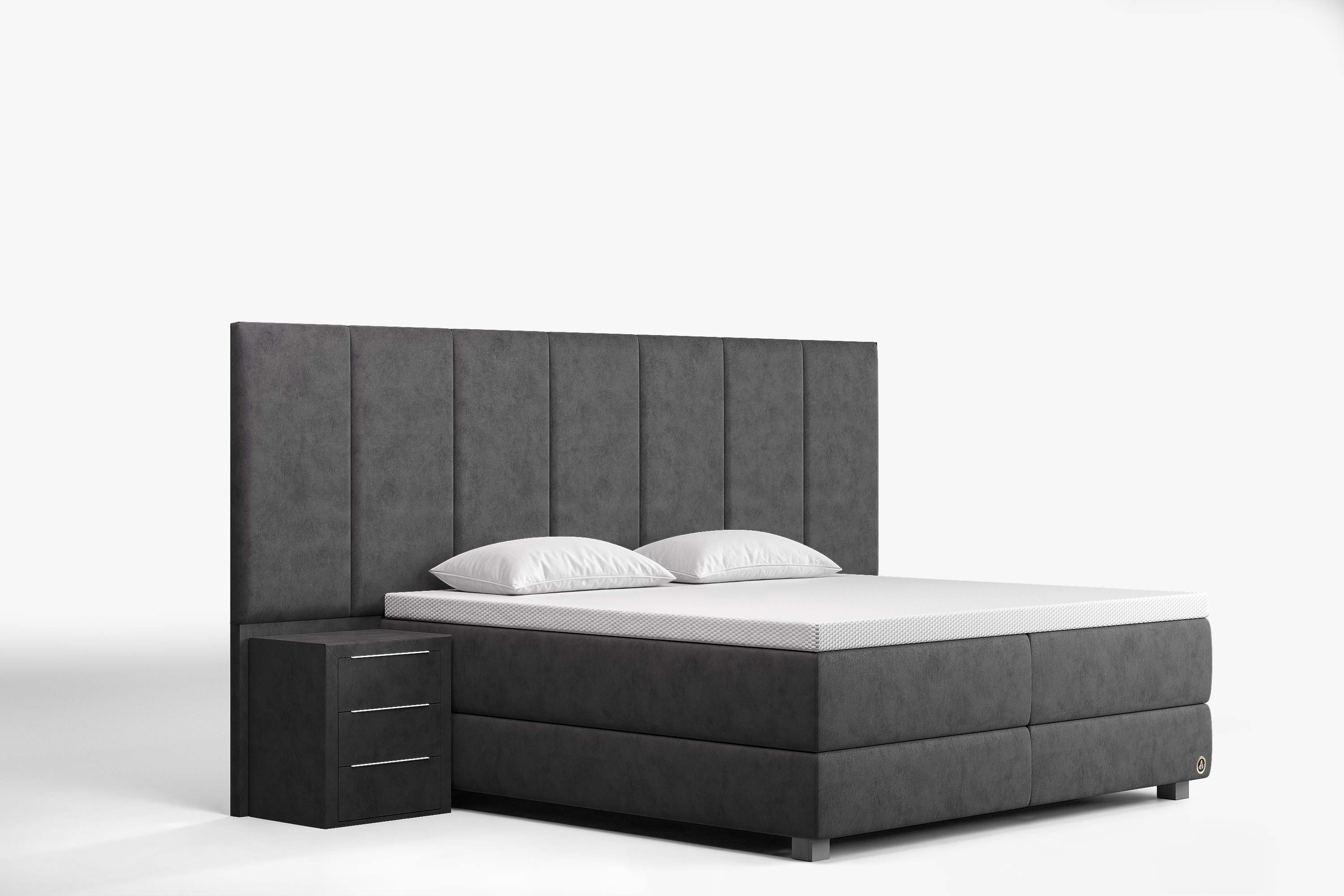 Di-Lara® Victoria Boxspringbett mit Matratze und Topper inkl. 2 Nachtkommoden