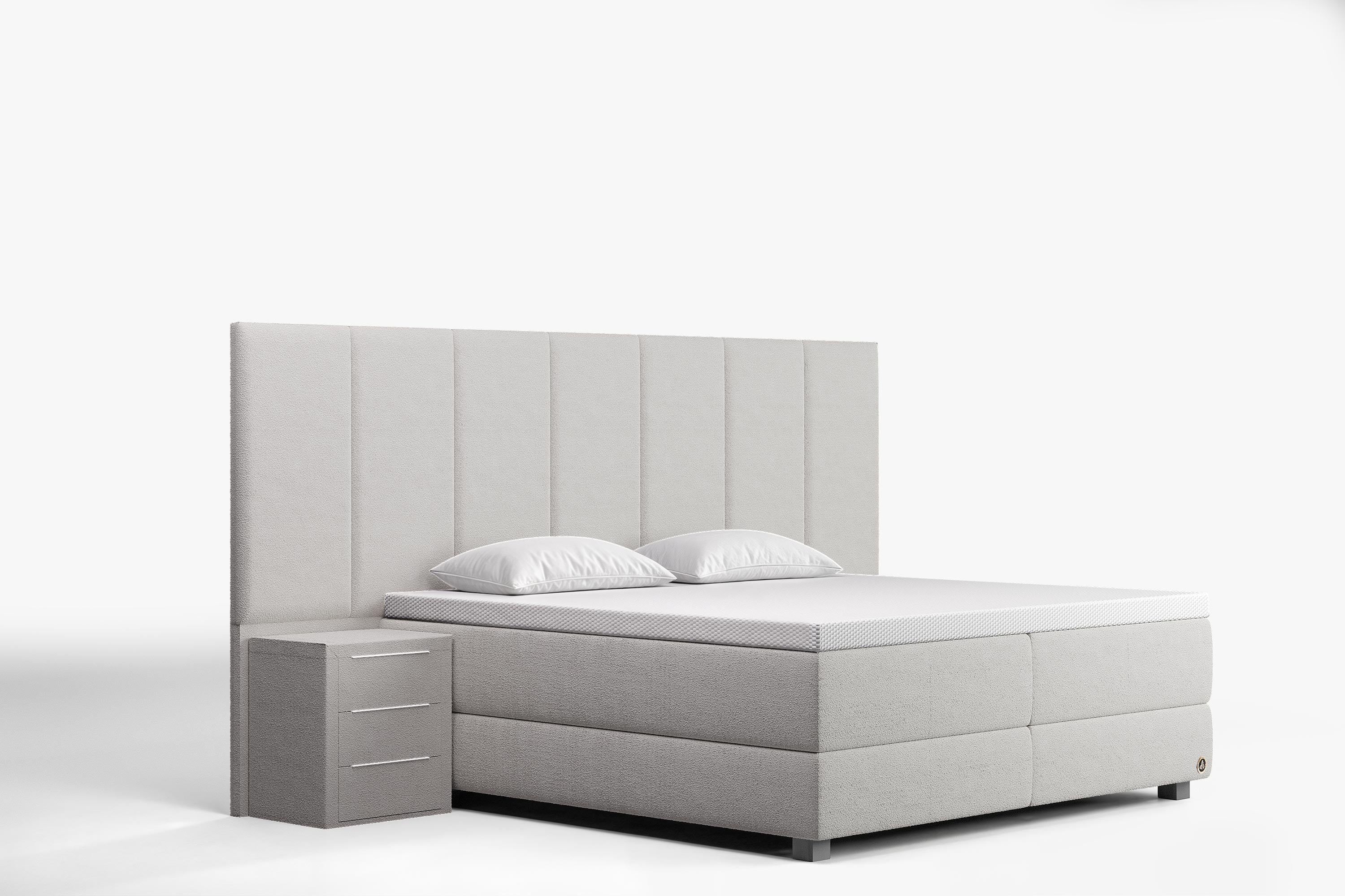 Di-Lara® Victoria Boxspringbett mit Matratze und Topper inkl. 2 Nachtkommoden