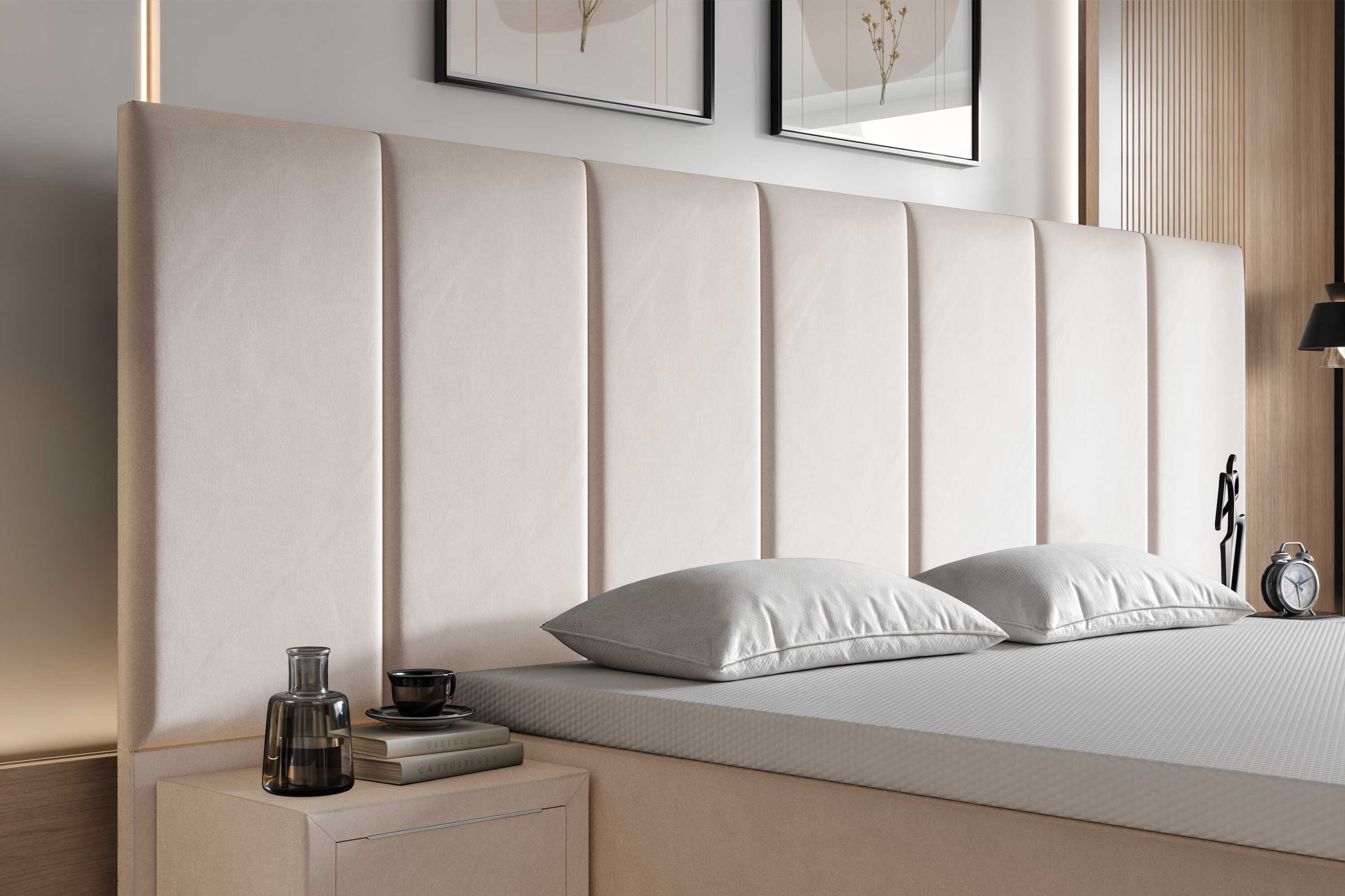 Di-Lara® Victoria Boxspringbett mit Matratze und Topper inkl. 2 Nachtkommoden