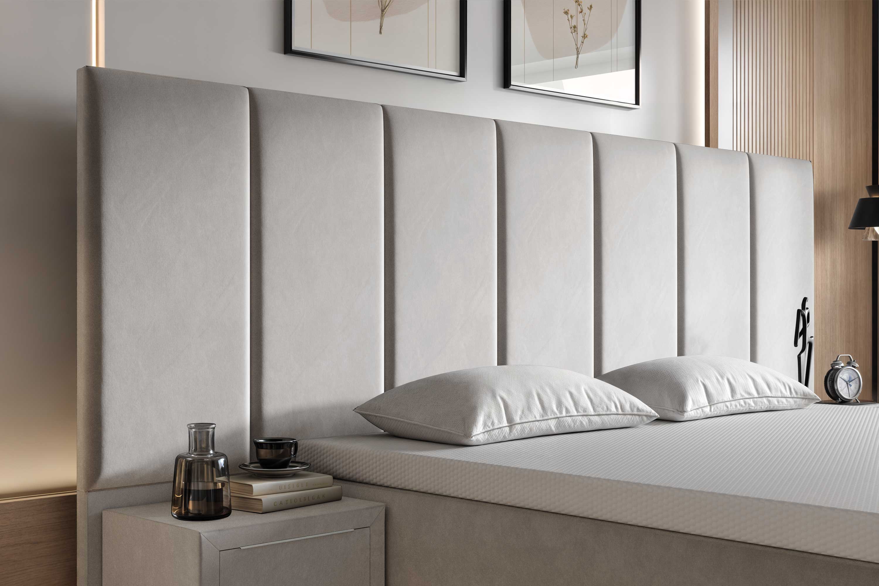Di-Lara® Victoria Boxspringbett mit Matratze und Topper inkl. 2 Nachtkommoden