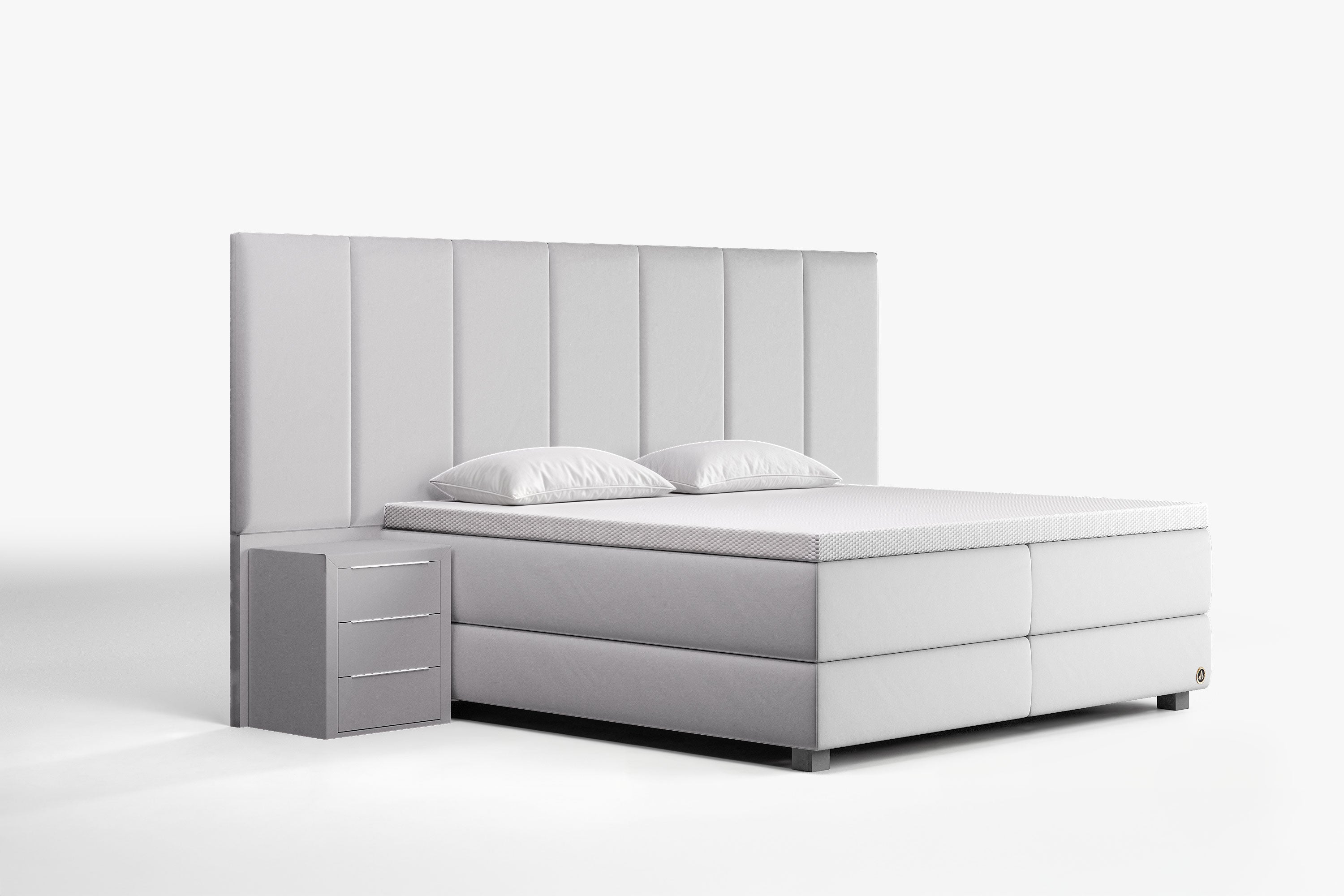 Di-Lara® Victoria Boxspringbett mit Matratze und Topper inkl. 2 Nachtkommoden