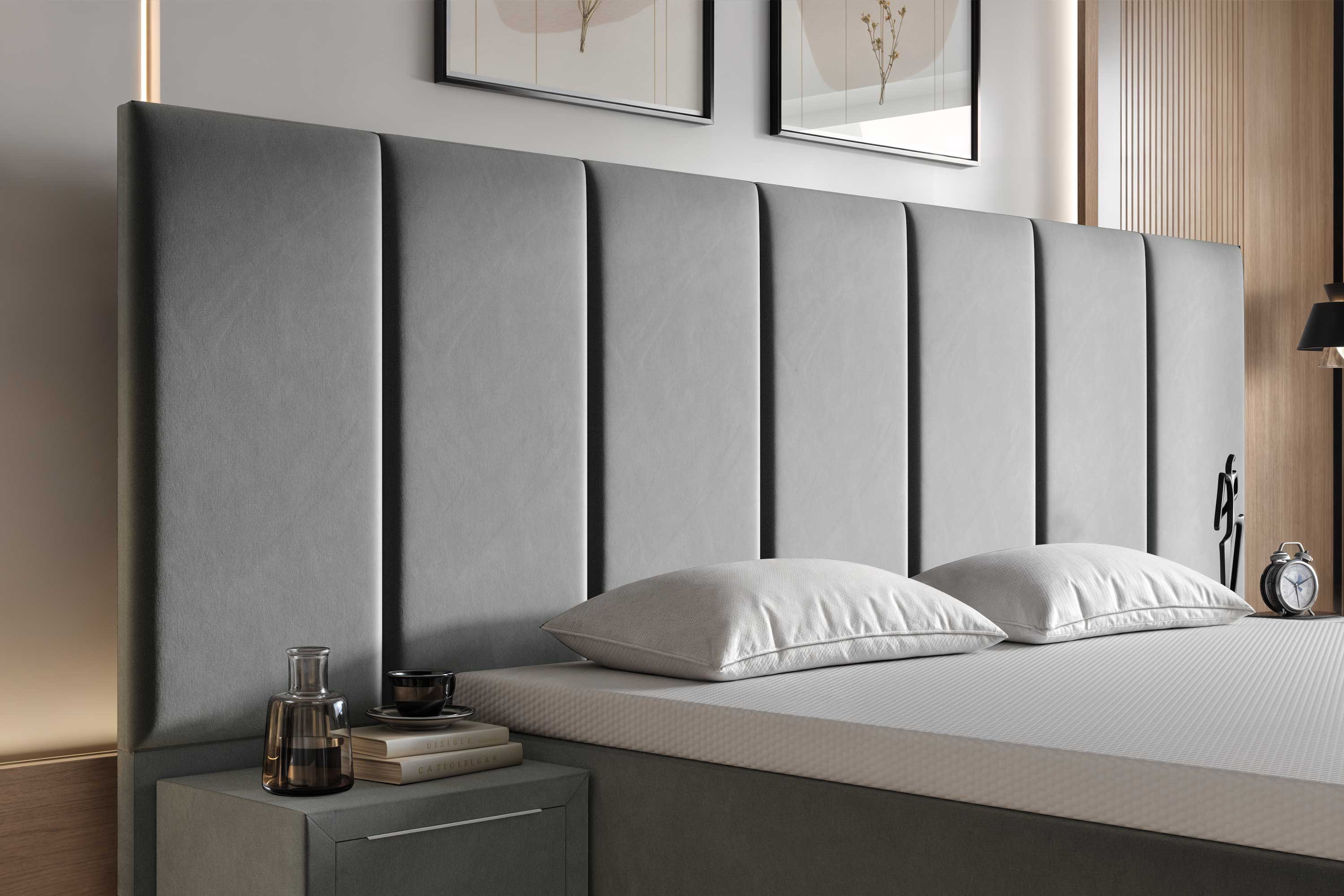 Di-Lara® Victoria Boxspringbett mit Matratze und Topper inkl. 2 Nachtkommoden