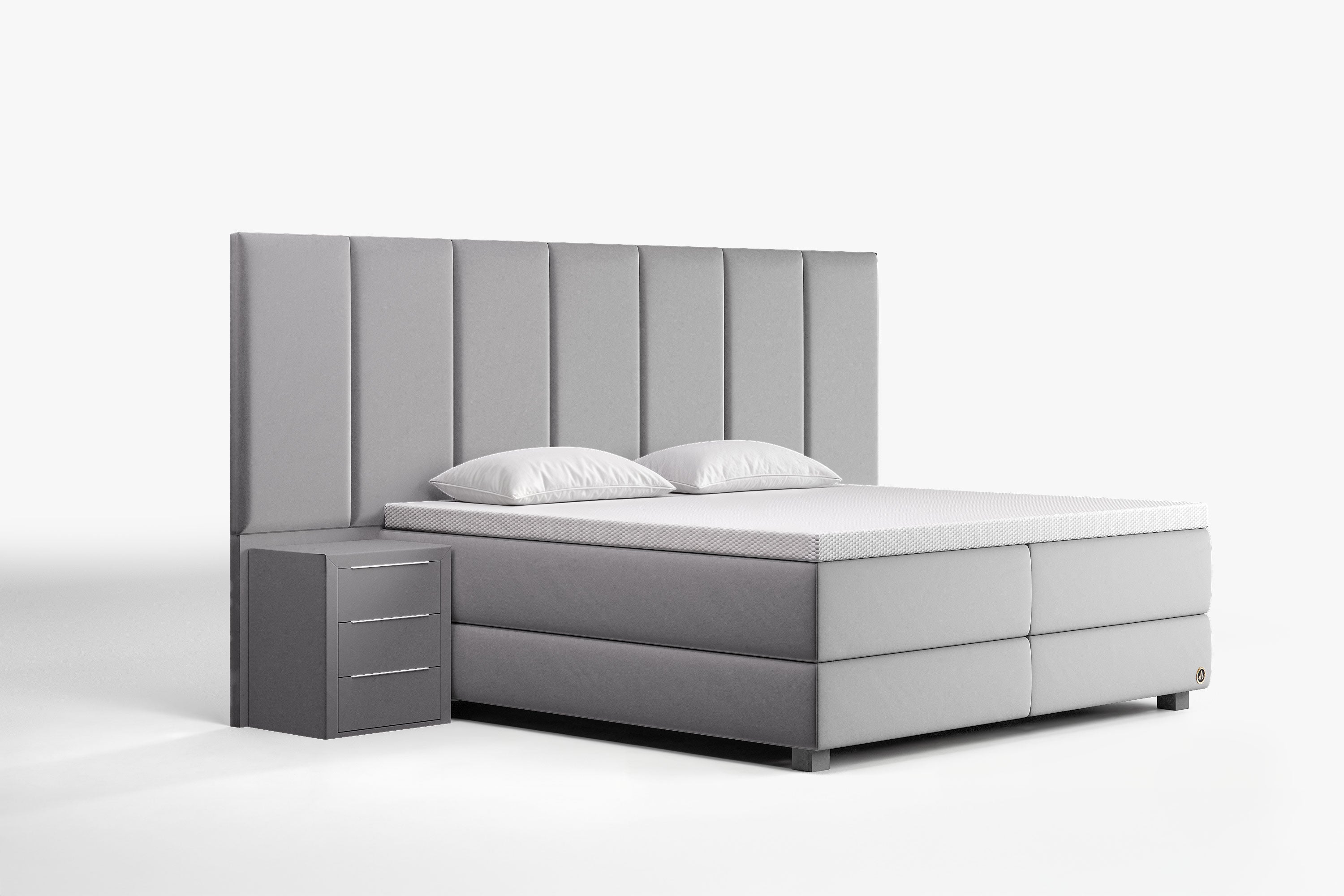 Di-Lara® Victoria Boxspringbett mit Matratze und Topper inkl. 2 Nachtkommoden