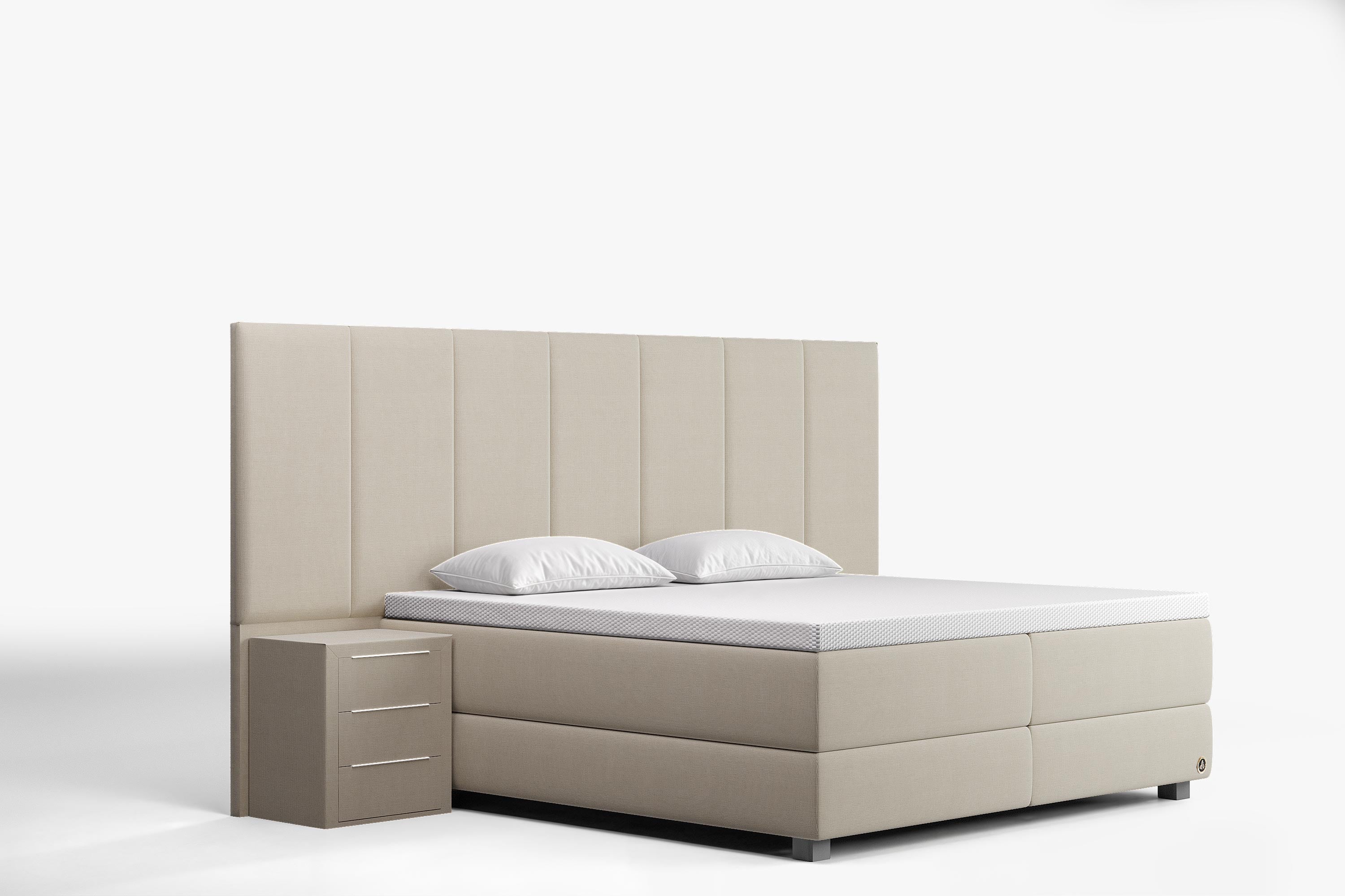 Di-Lara® Victoria Boxspringbett mit Matratze und Topper inkl. 2 Nachtkommoden