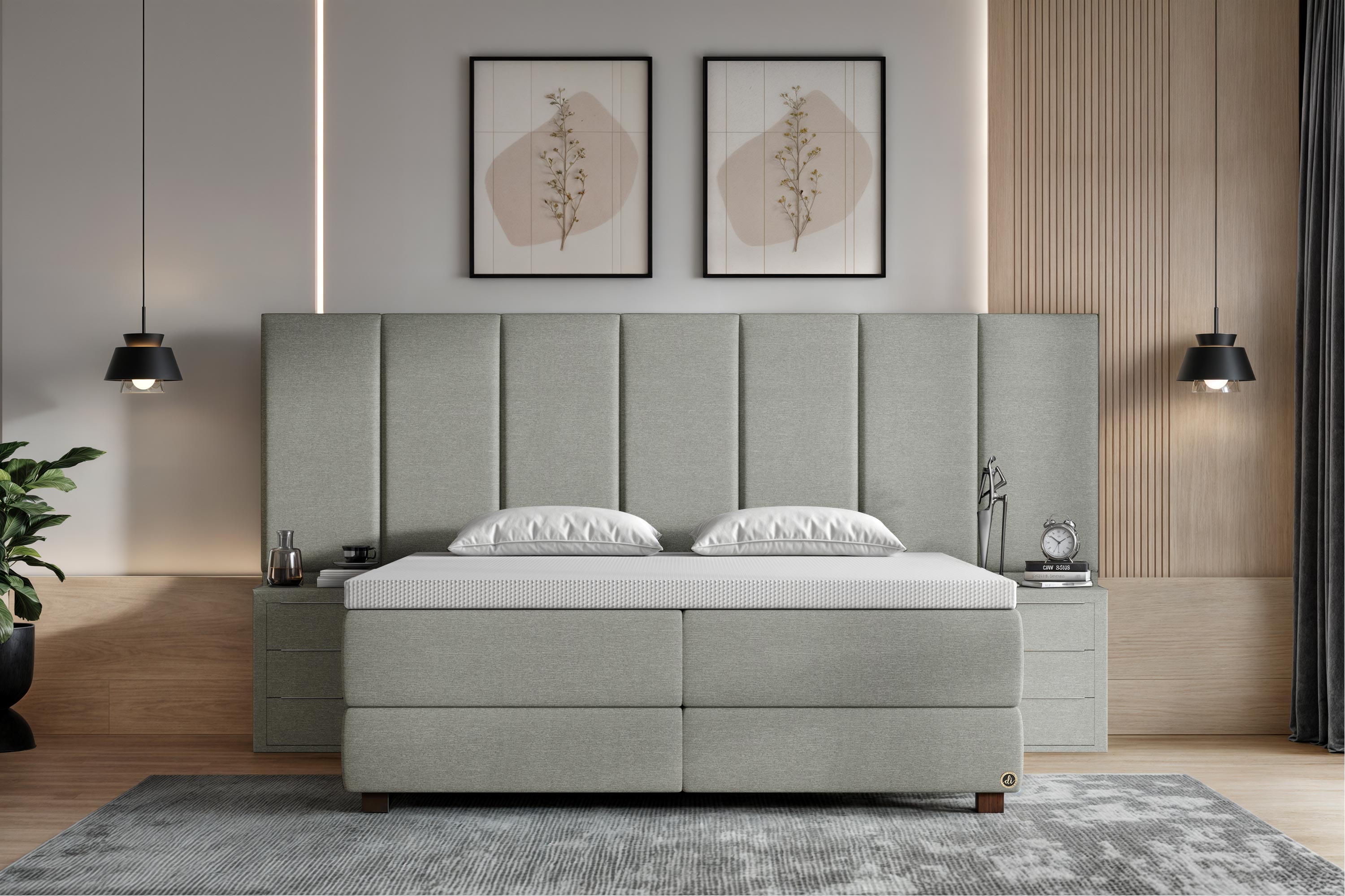 Di-Lara® Victoria Boxspringbett mit Matratze und Topper inkl. 2 Nachtkommoden