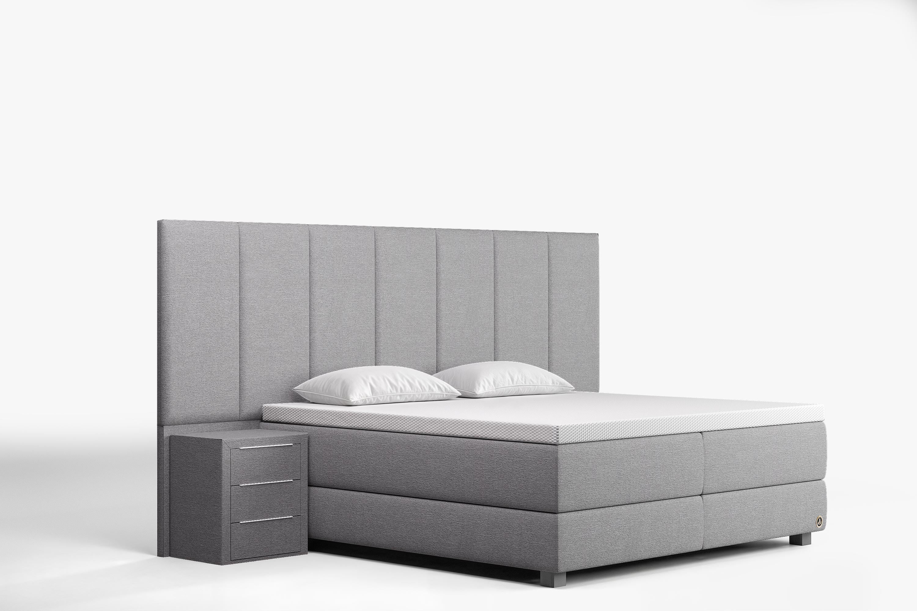 Di-Lara® Victoria Boxspringbett mit Matratze und Topper inkl. 2 Nachtkommoden