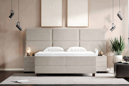 Di-Lara® Athene Boxspringbett mit Matratze und Topper inkl. 2 Nachtkommoden