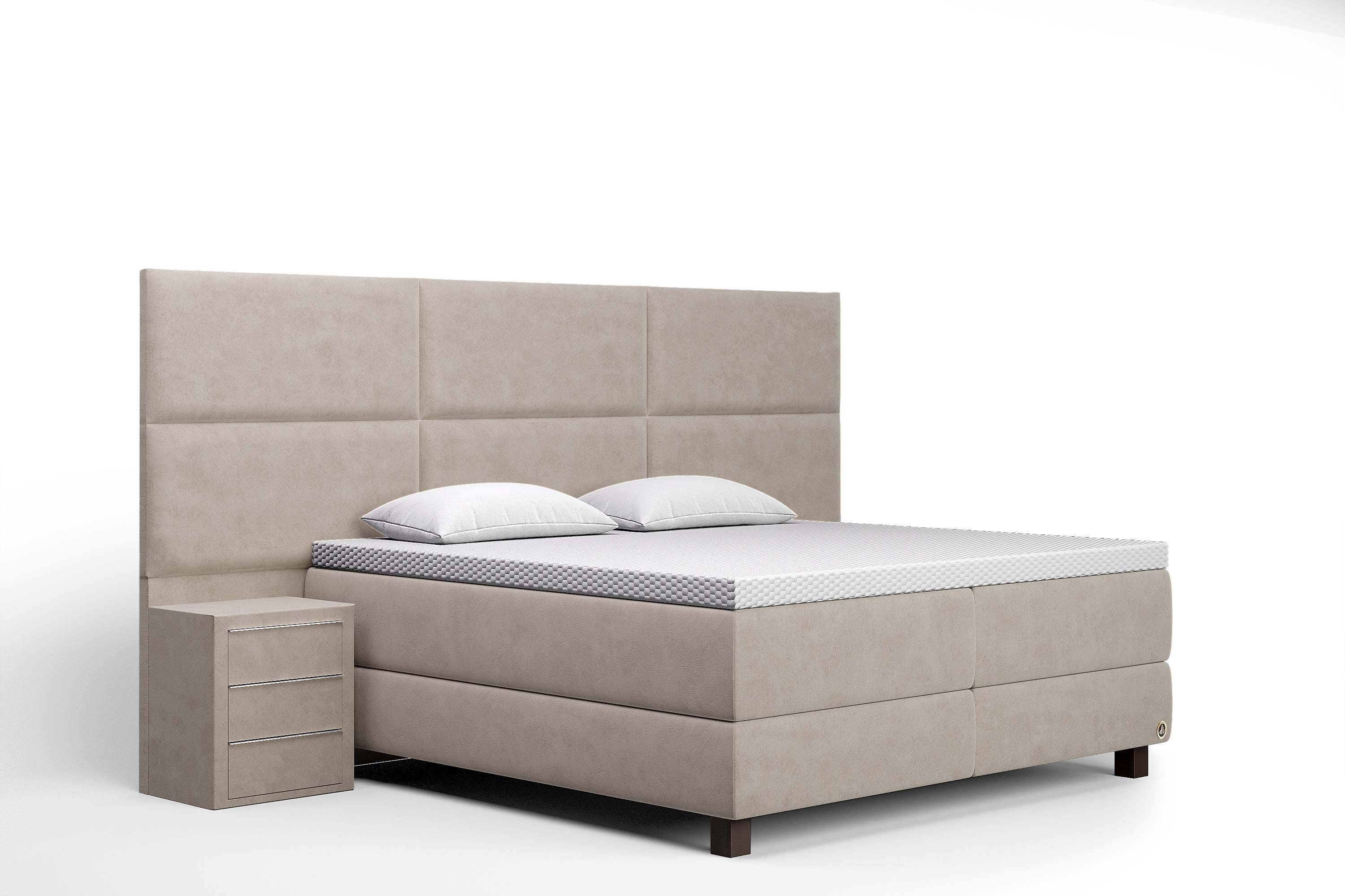 Di-Lara® Athene Boxspringbett mit Matratze und Topper inkl. 2 Nachtkommoden