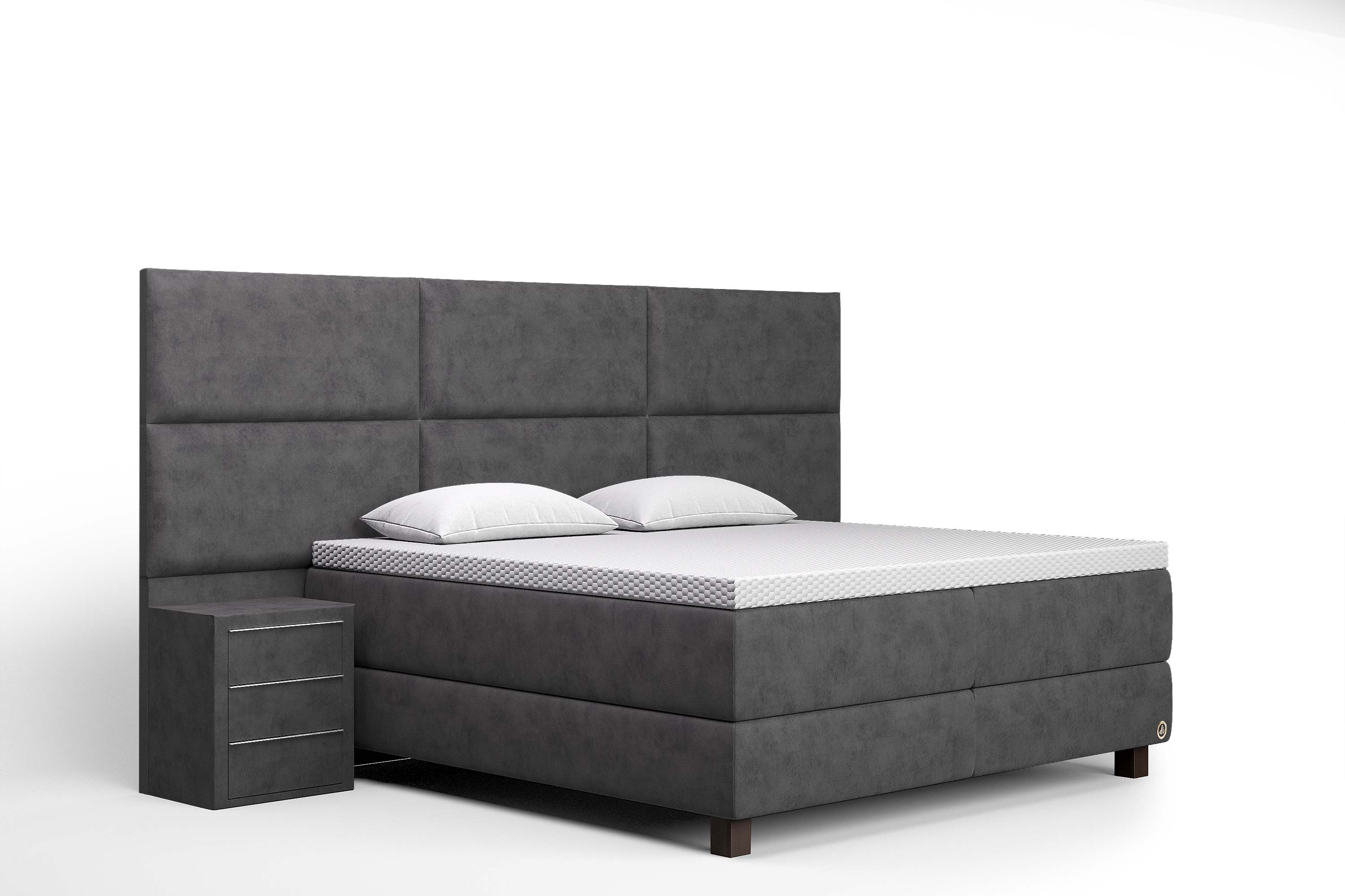 Di-Lara® Athene Boxspringbett mit Matratze und Topper inkl. 2 Nachtkommoden