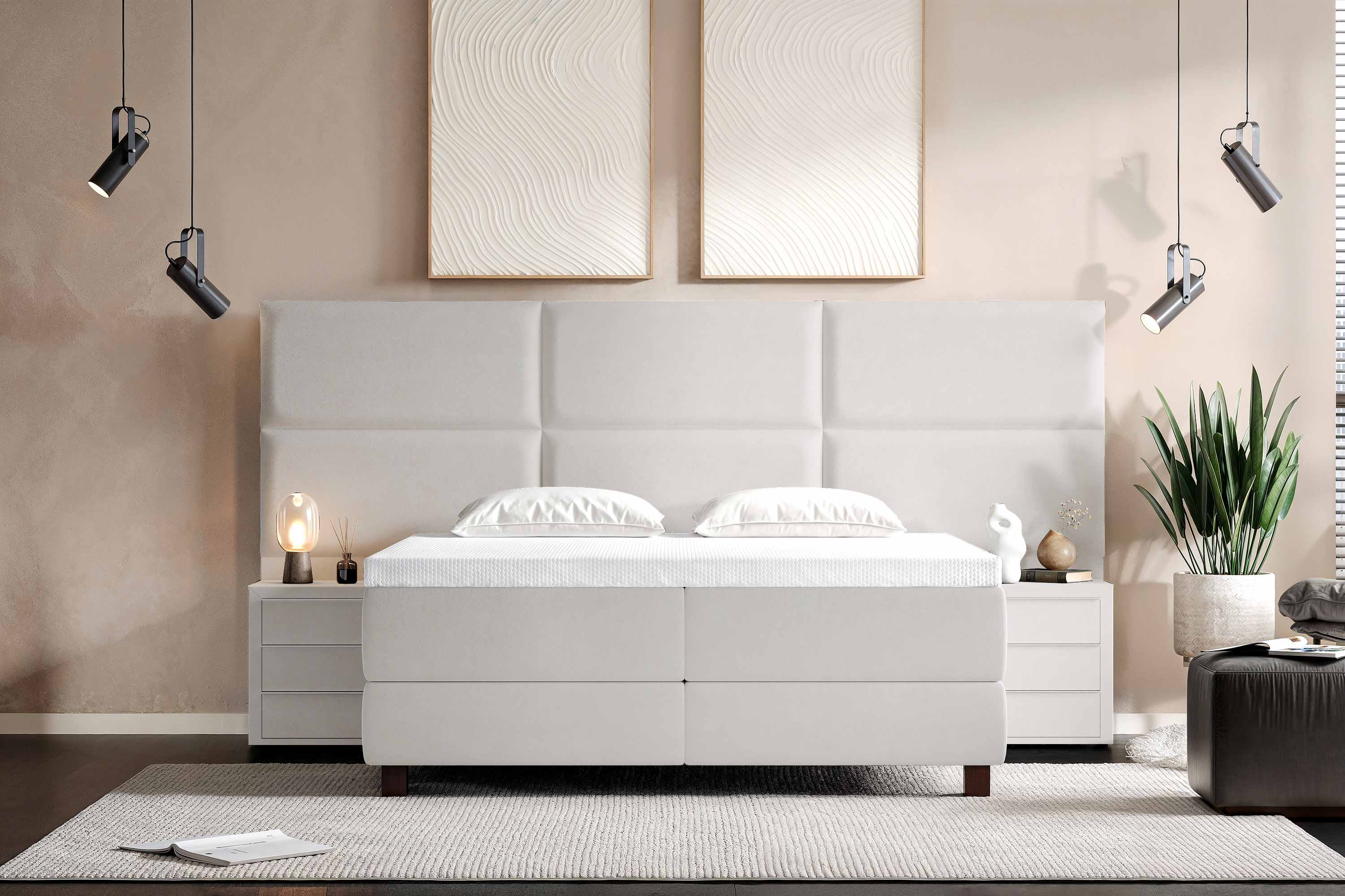 Di-Lara® Athene Boxspringbett mit Matratze und Topper inkl. 2 Nachtkommoden