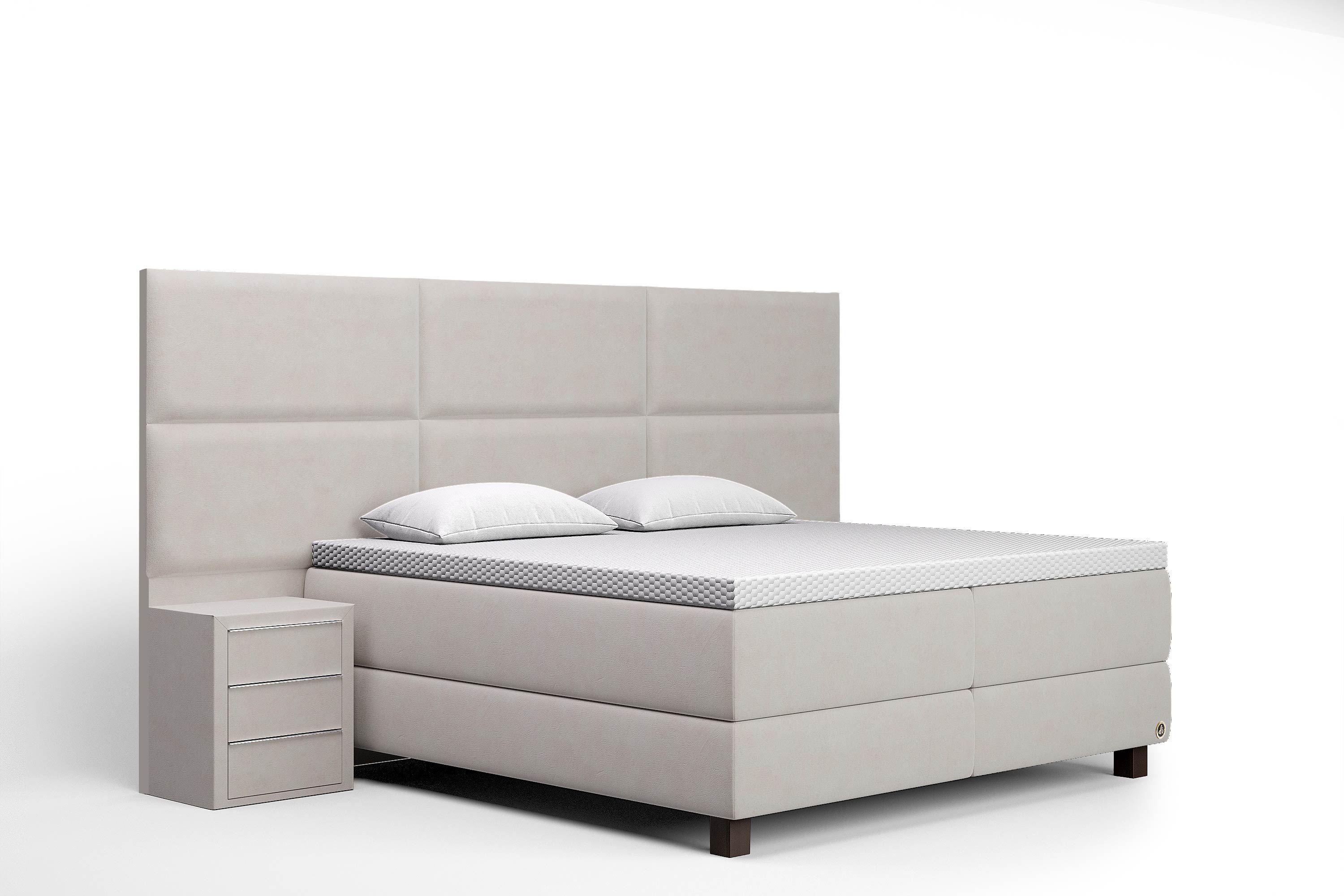 Di-Lara® Athene Boxspringbett mit Matratze und Topper inkl. 2 Nachtkommoden