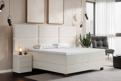 Di-Lara® Athene Boxspringbett mit Matratze und Topper inkl. 2 Nachtkommoden