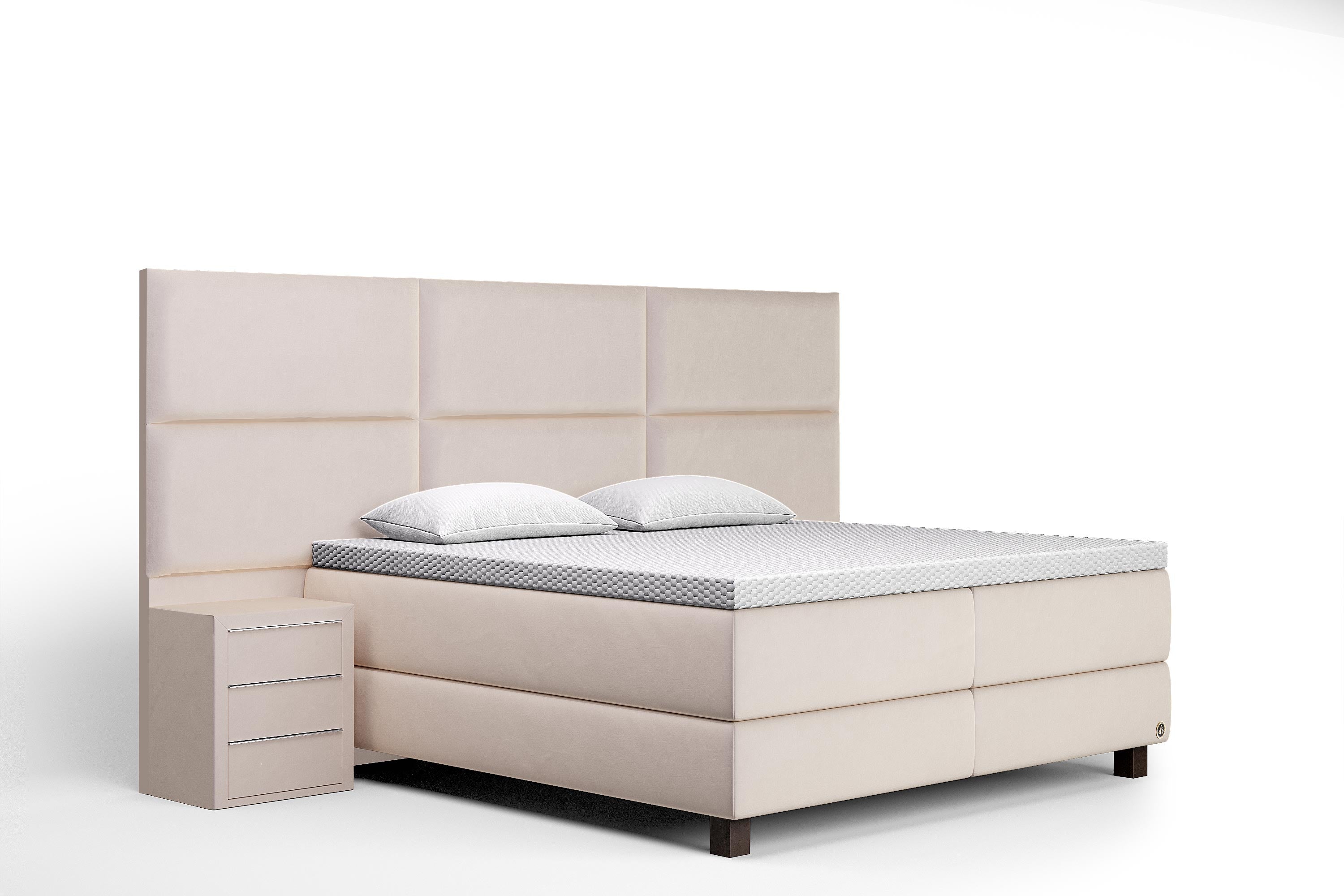 Di-Lara® Athene Boxspringbett mit Matratze und Topper inkl. 2 Nachtkommoden