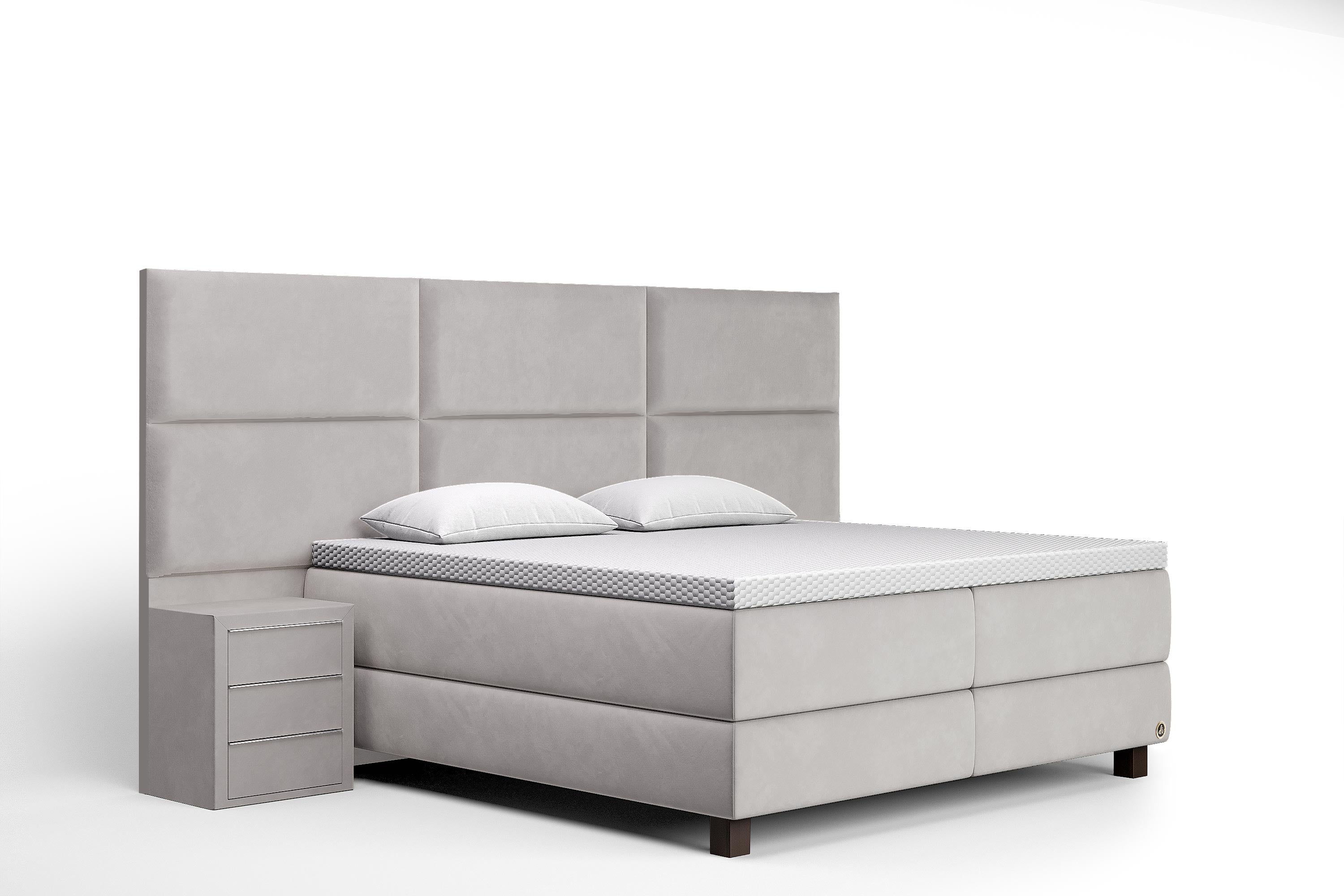 Di-Lara® Athene Boxspringbett mit Matratze und Topper inkl. 2 Nachtkommoden