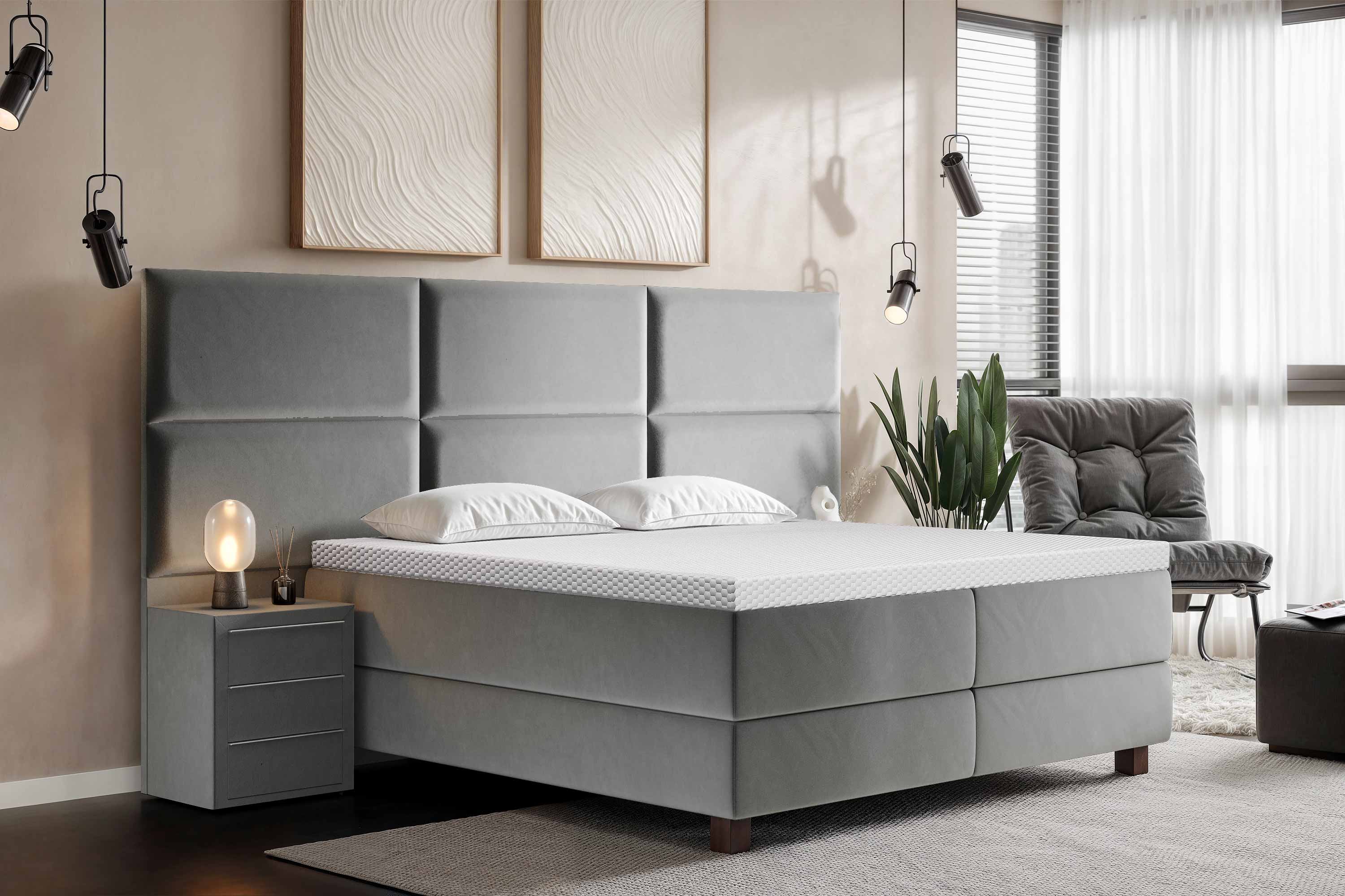 Di-Lara® Athene Boxspringbett mit Matratze und Topper inkl. 2 Nachtkommoden