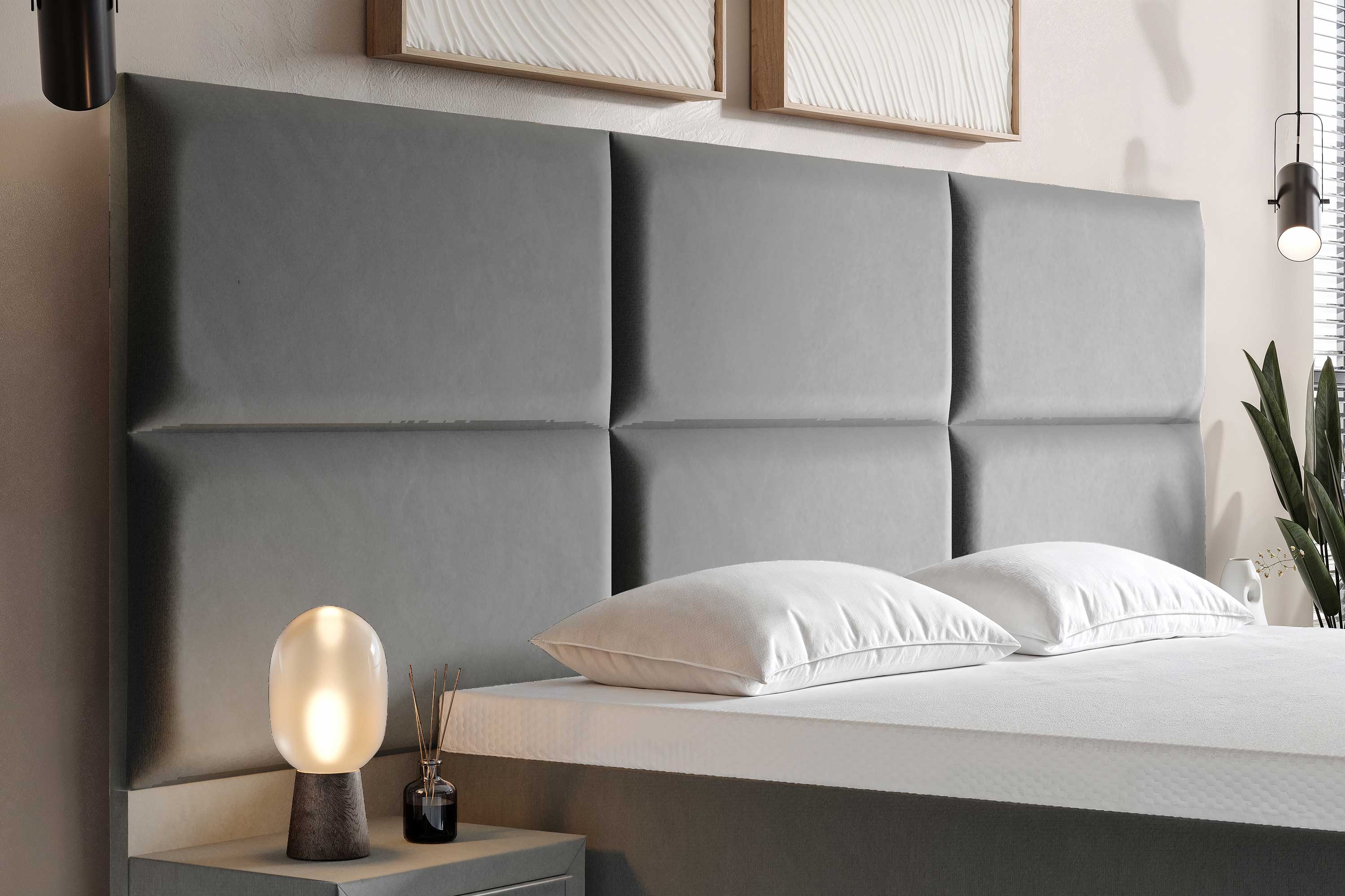 Di-Lara® Athene Boxspringbett mit Matratze und Topper inkl. 2 Nachtkommoden
