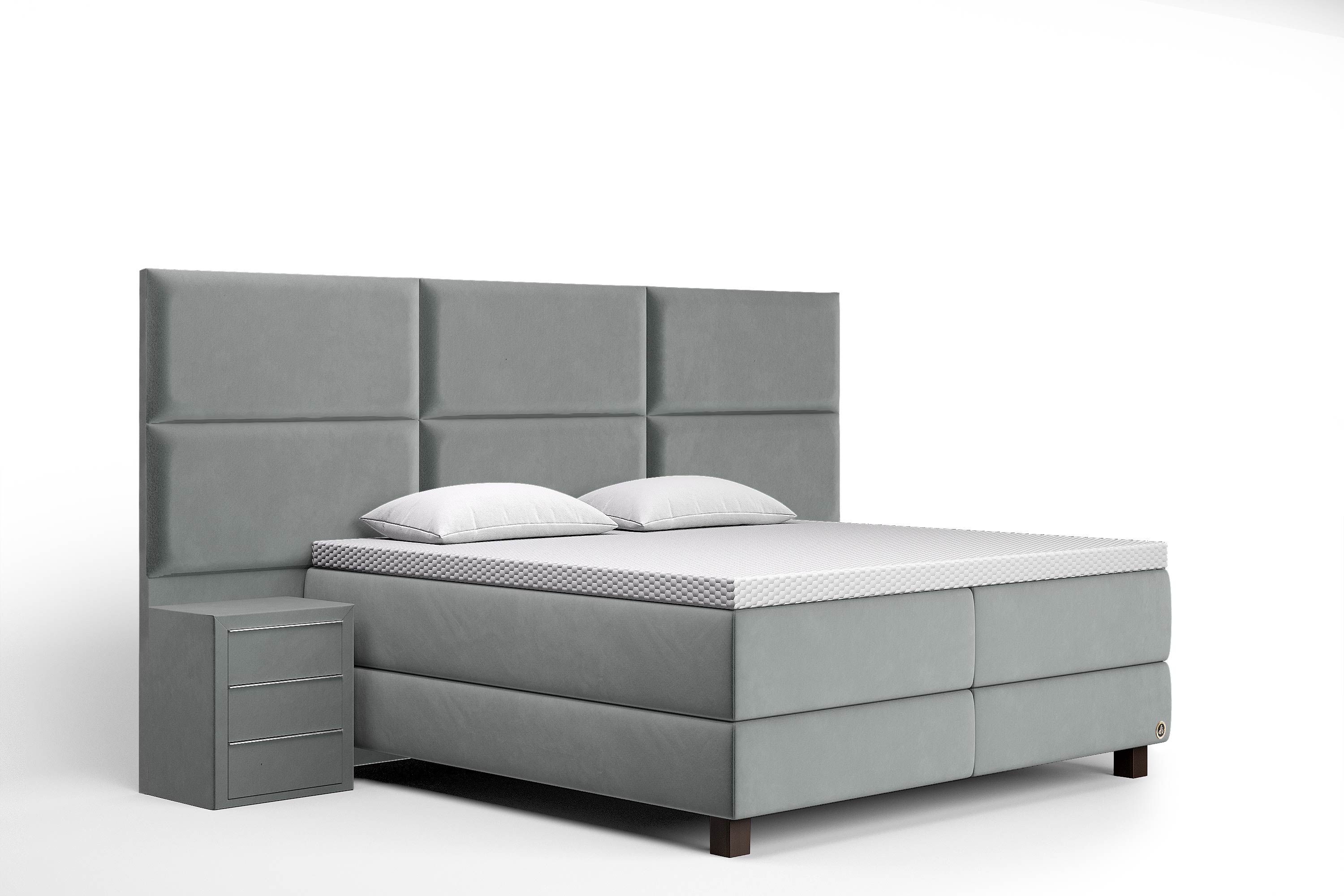 Di-Lara® Athene Boxspringbett mit Matratze und Topper inkl. 2 Nachtkommoden