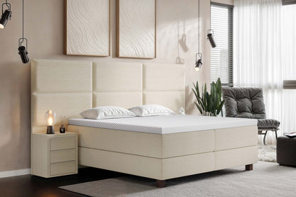 Di-Lara® Athene Boxspringbett mit Matratze und Topper inkl. 2 Nachtkommoden