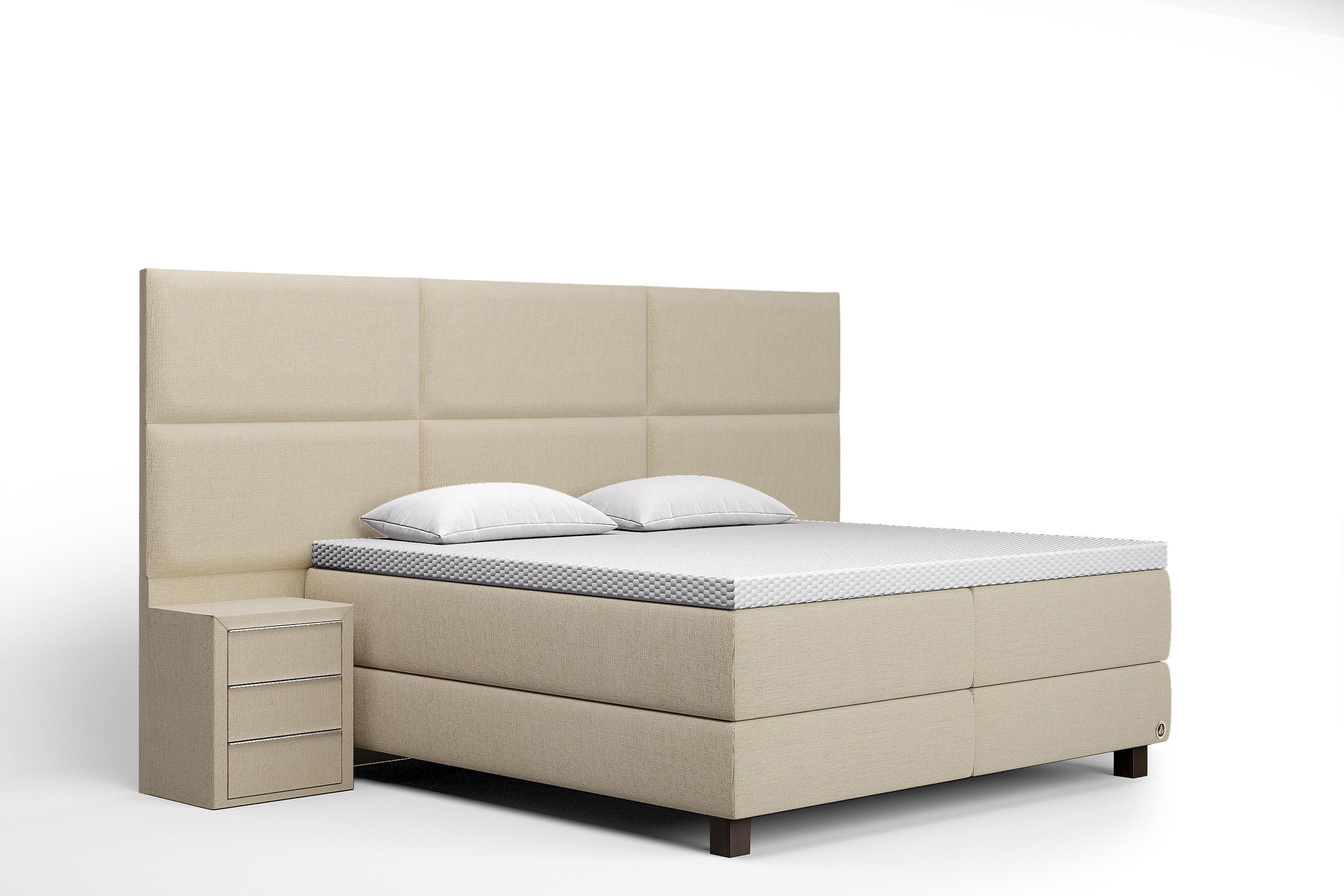 Di-Lara® Athene Boxspringbett mit Matratze und Topper inkl. 2 Nachtkommoden