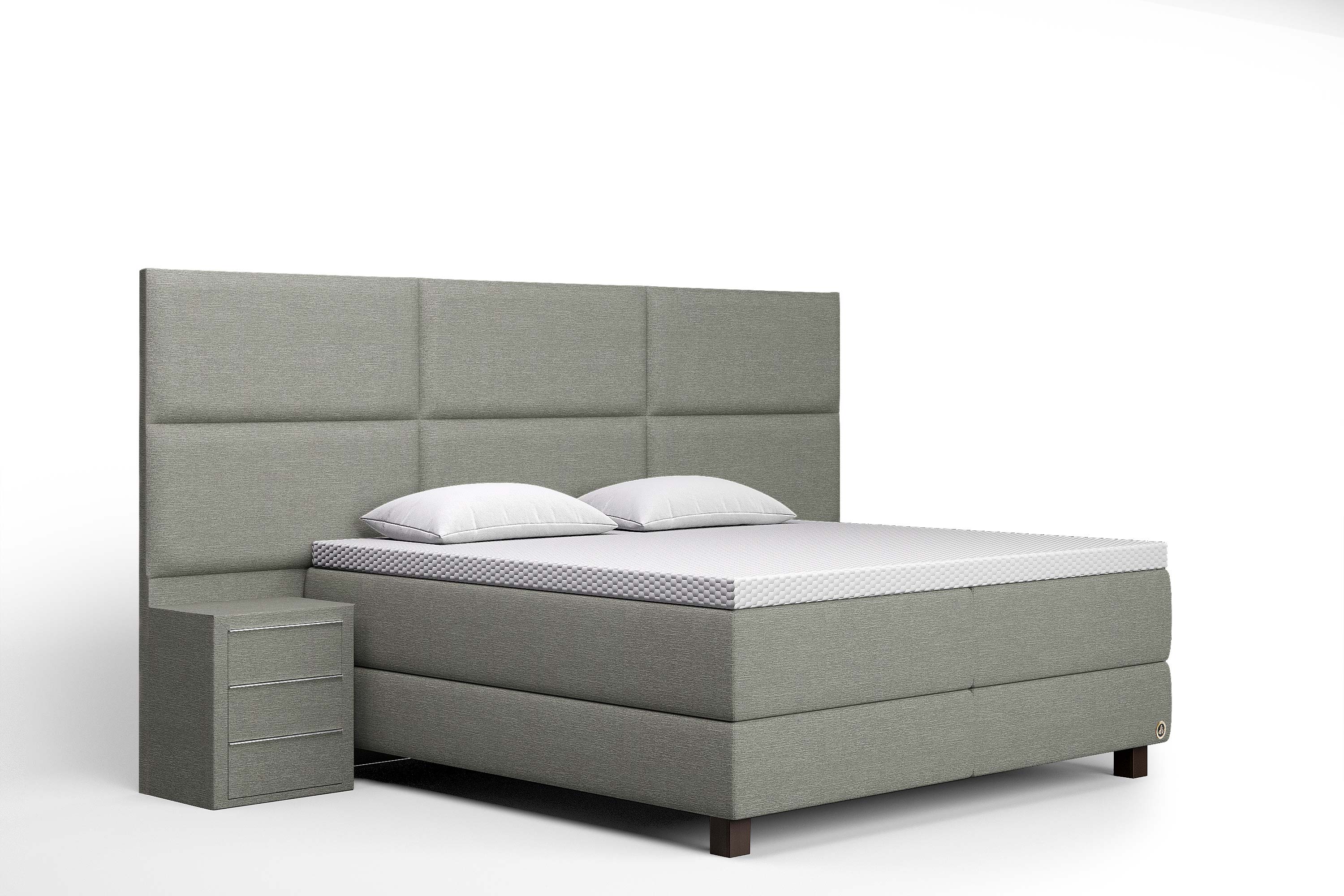 Di-Lara® Athene Boxspringbett mit Matratze und Topper inkl. 2 Nachtkommoden