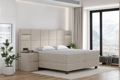 Di-Lara® Cassandra Boxspringbett mit Matratze und Topper inkl. 2 Nachtkommoden