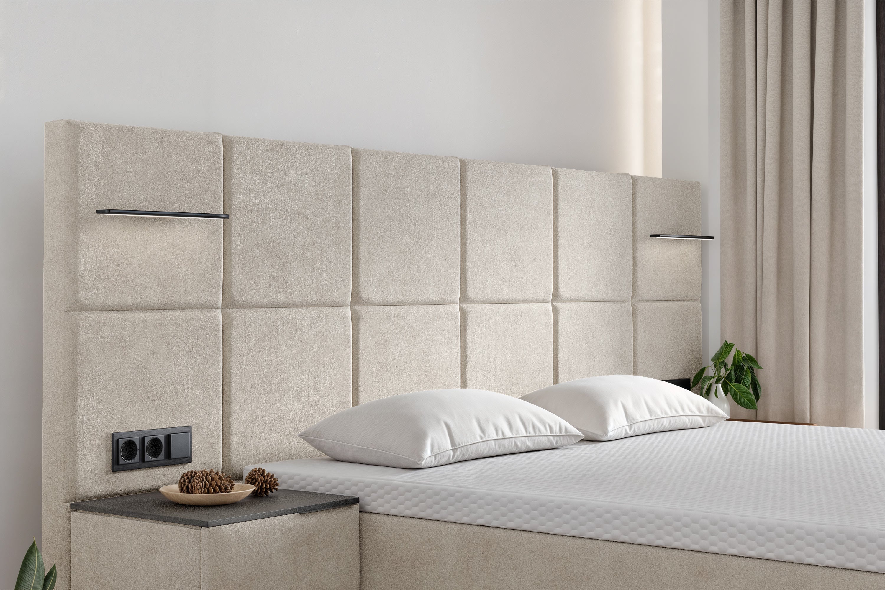 Di-Lara® Cassandra Boxspringbett mit Matratze und Topper inkl. 2 Nachtkommoden