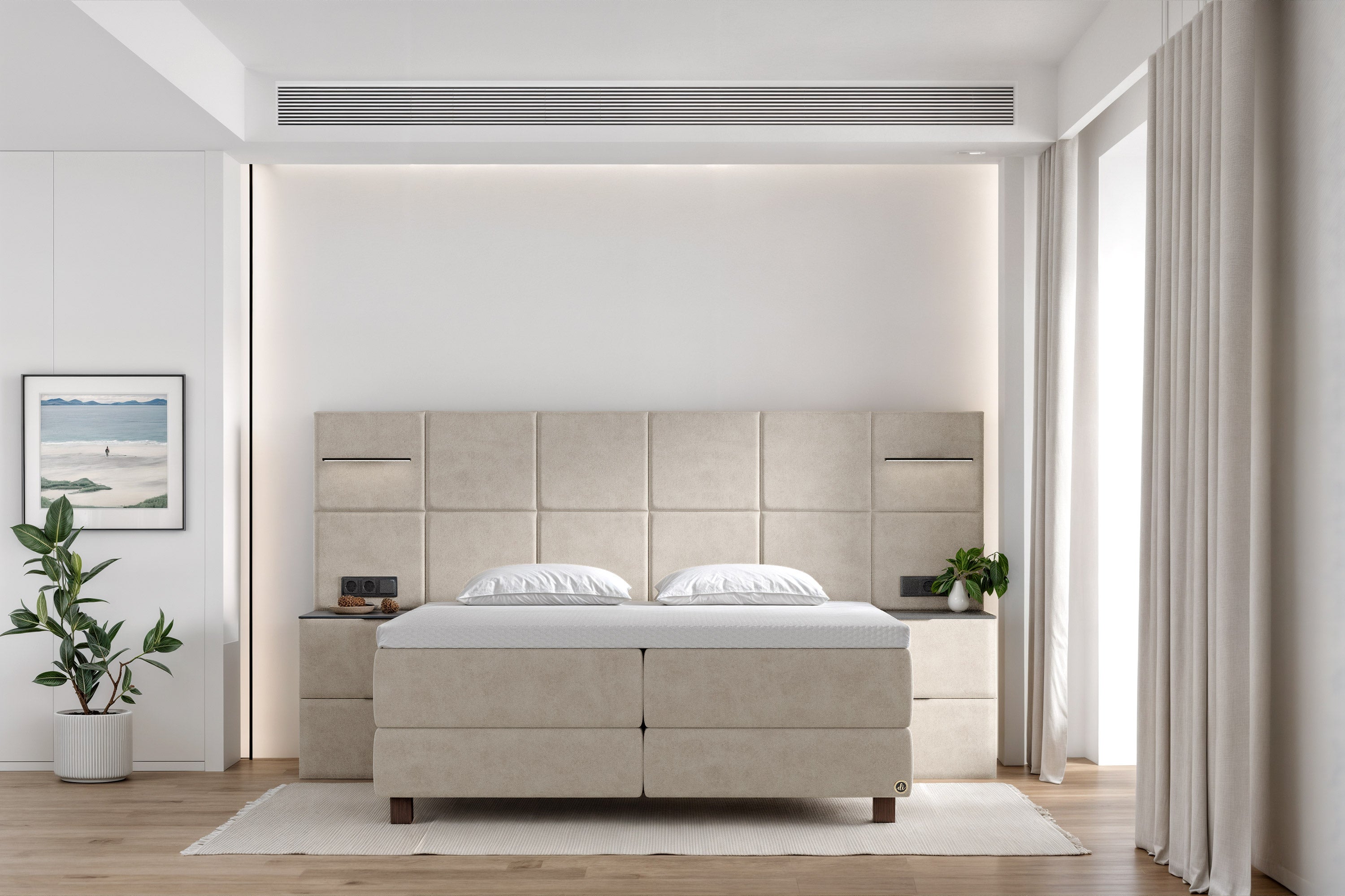 Di-Lara® Cassandra Boxspringbett mit Matratze und Topper inkl. 2 Nachtkommoden