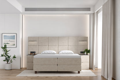 Di-Lara® Cassandra Boxspringbett mit Matratze und Topper inkl. 2 Nachtkommoden