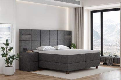 Di-Lara® Cassandra Boxspringbett mit Matratze und Topper inkl. 2 Nachtkommoden