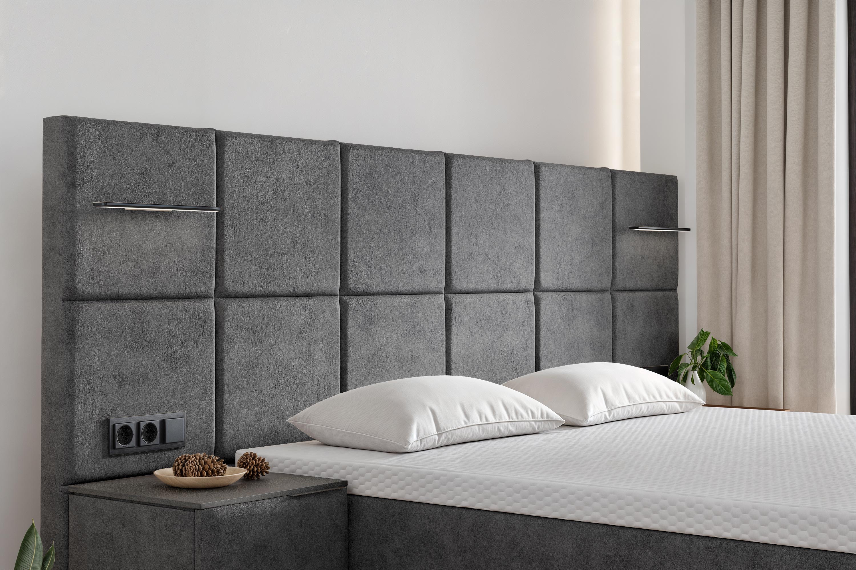 Di-Lara® Cassandra Boxspringbett mit Matratze und Topper inkl. 2 Nachtkommoden