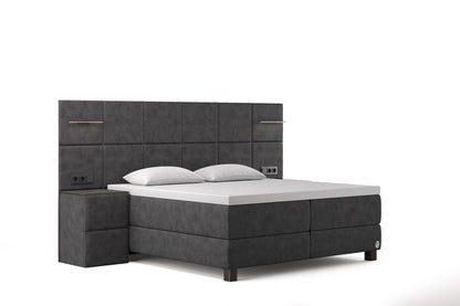 Di-Lara® Cassandra Boxspringbett mit Matratze und Topper inkl. 2 Nachtkommoden