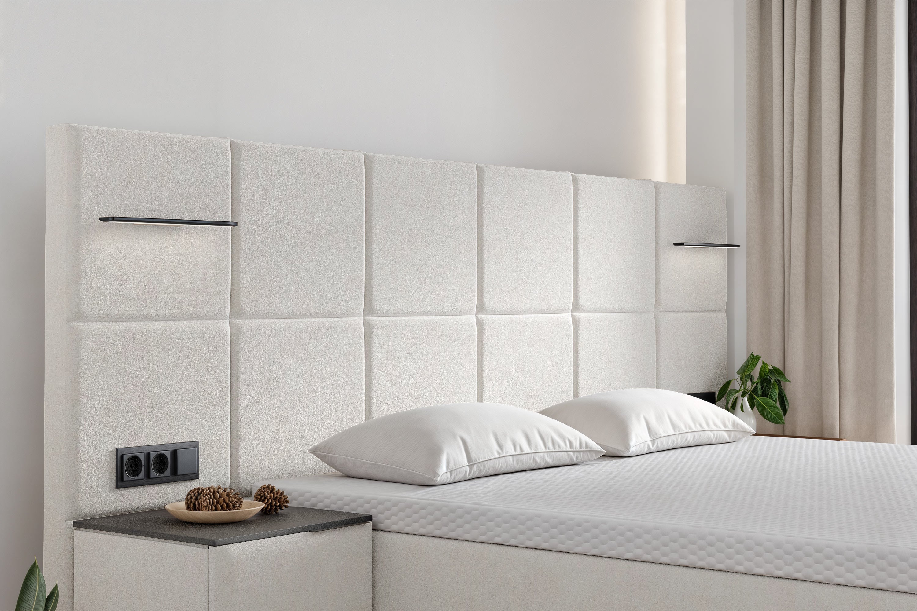 Di-Lara® Cassandra Boxspringbett mit Matratze und Topper inkl. 2 Nachtkommoden