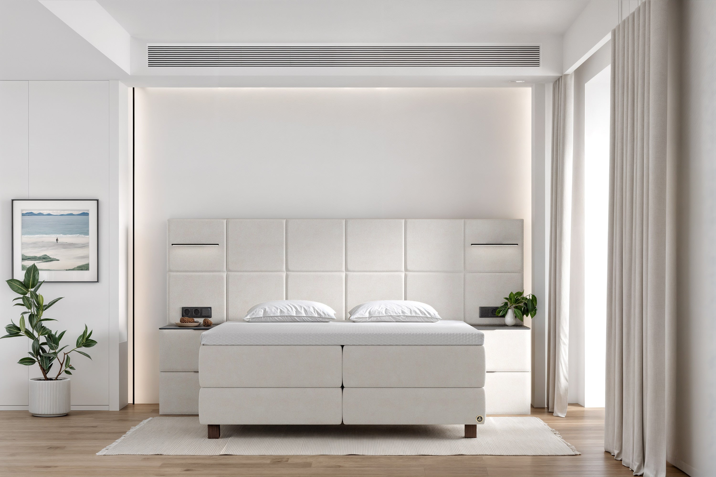Di-Lara® Cassandra Boxspringbett mit Matratze und Topper inkl. 2 Nachtkommoden