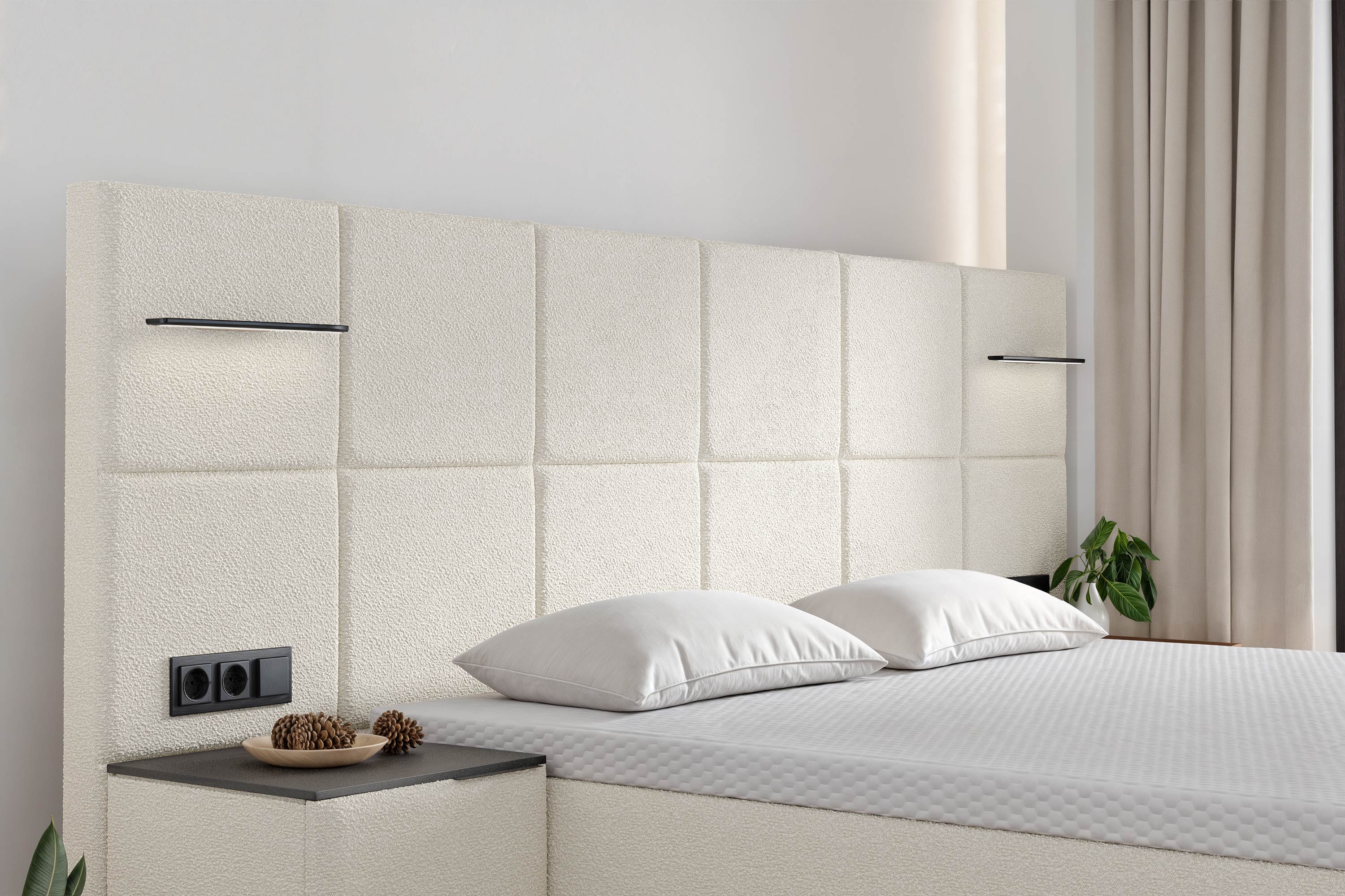 Di-Lara® Cassandra Boxspringbett mit Matratze und Topper inkl. 2 Nachtkommoden