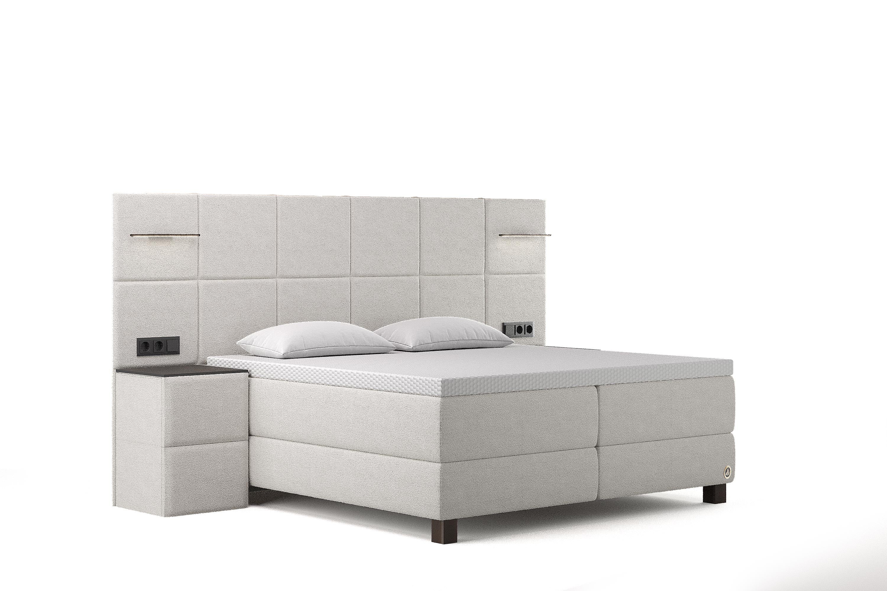 Di-Lara® Cassandra Boxspringbett mit Matratze und Topper inkl. 2 Nachtkommoden