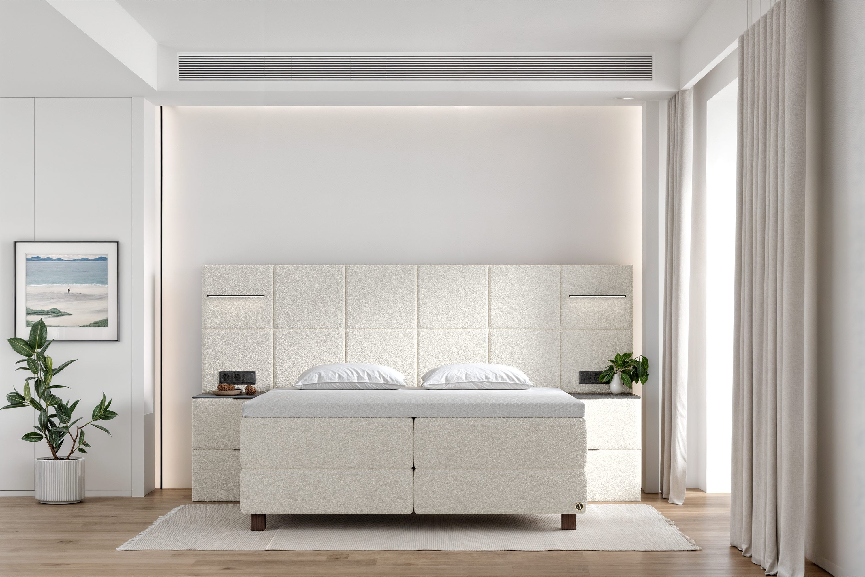 Di-Lara® Cassandra Boxspringbett mit Matratze und Topper inkl. 2 Nachtkommoden