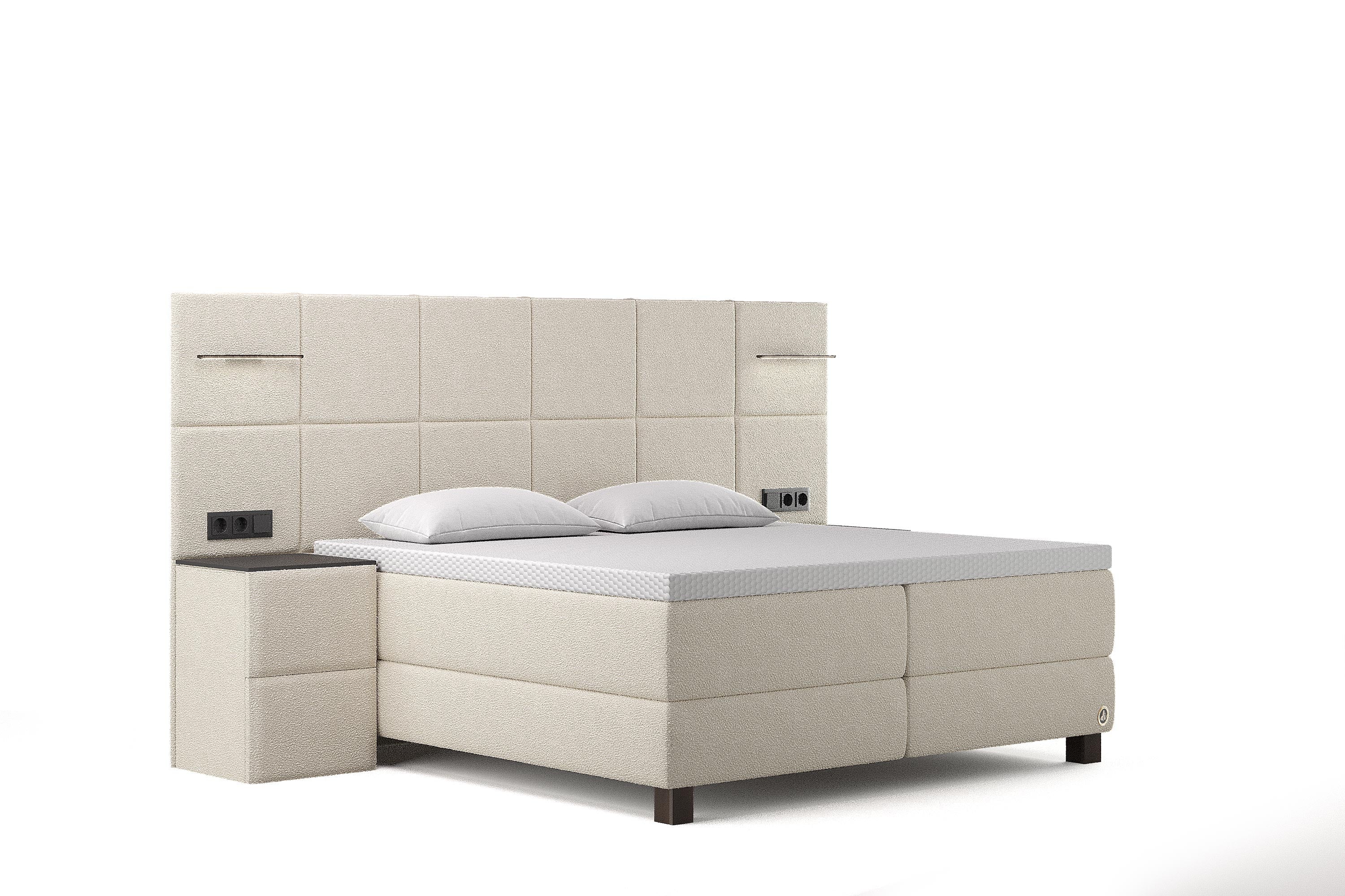 Di-Lara® Cassandra Boxspringbett mit Matratze und Topper inkl. 2 Nachtkommoden