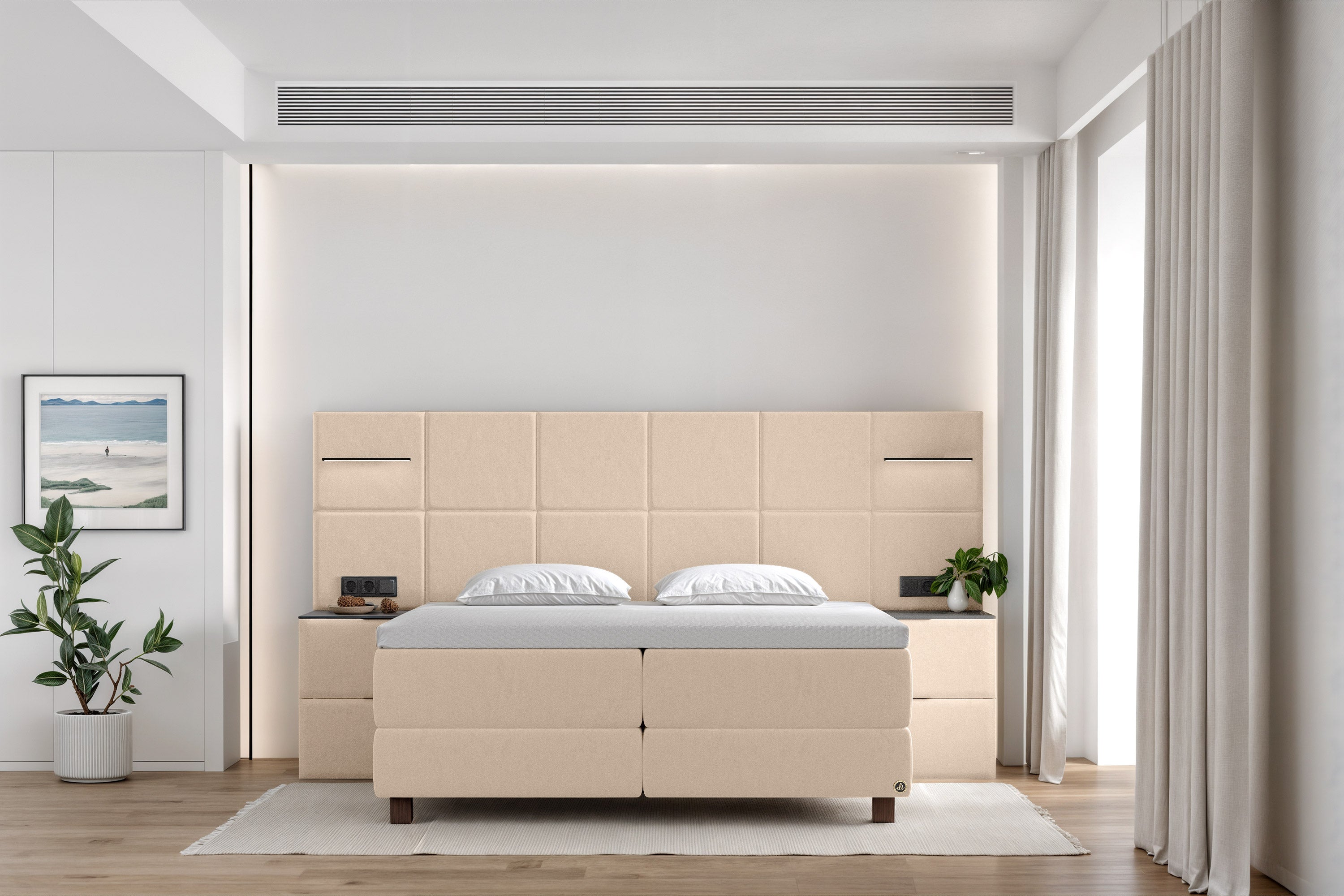Di-Lara® Cassandra Boxspringbett mit Matratze und Topper inkl. 2 Nachtkommoden