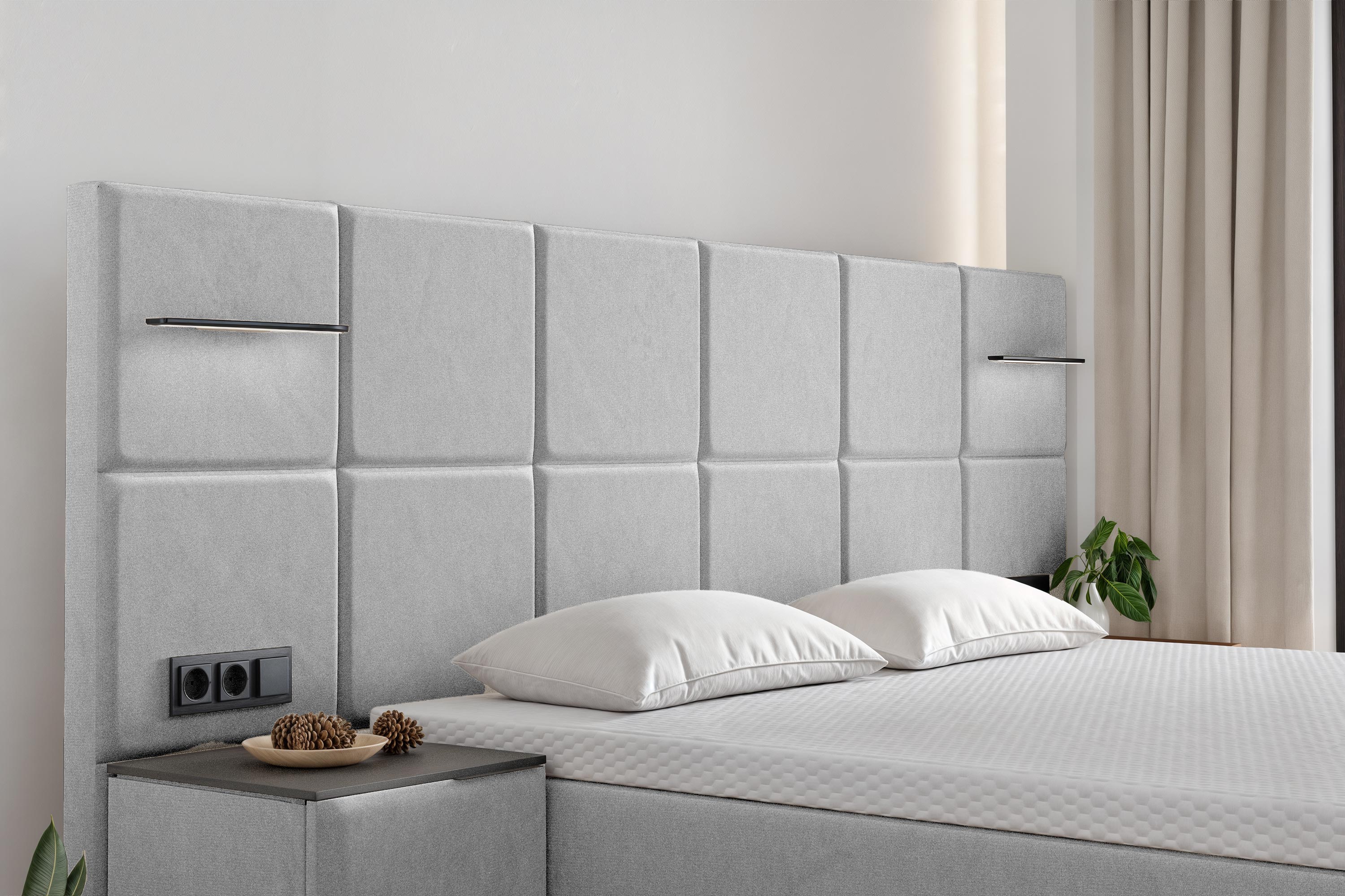 Di-Lara® Cassandra Boxspringbett mit Matratze und Topper inkl. 2 Nachtkommoden