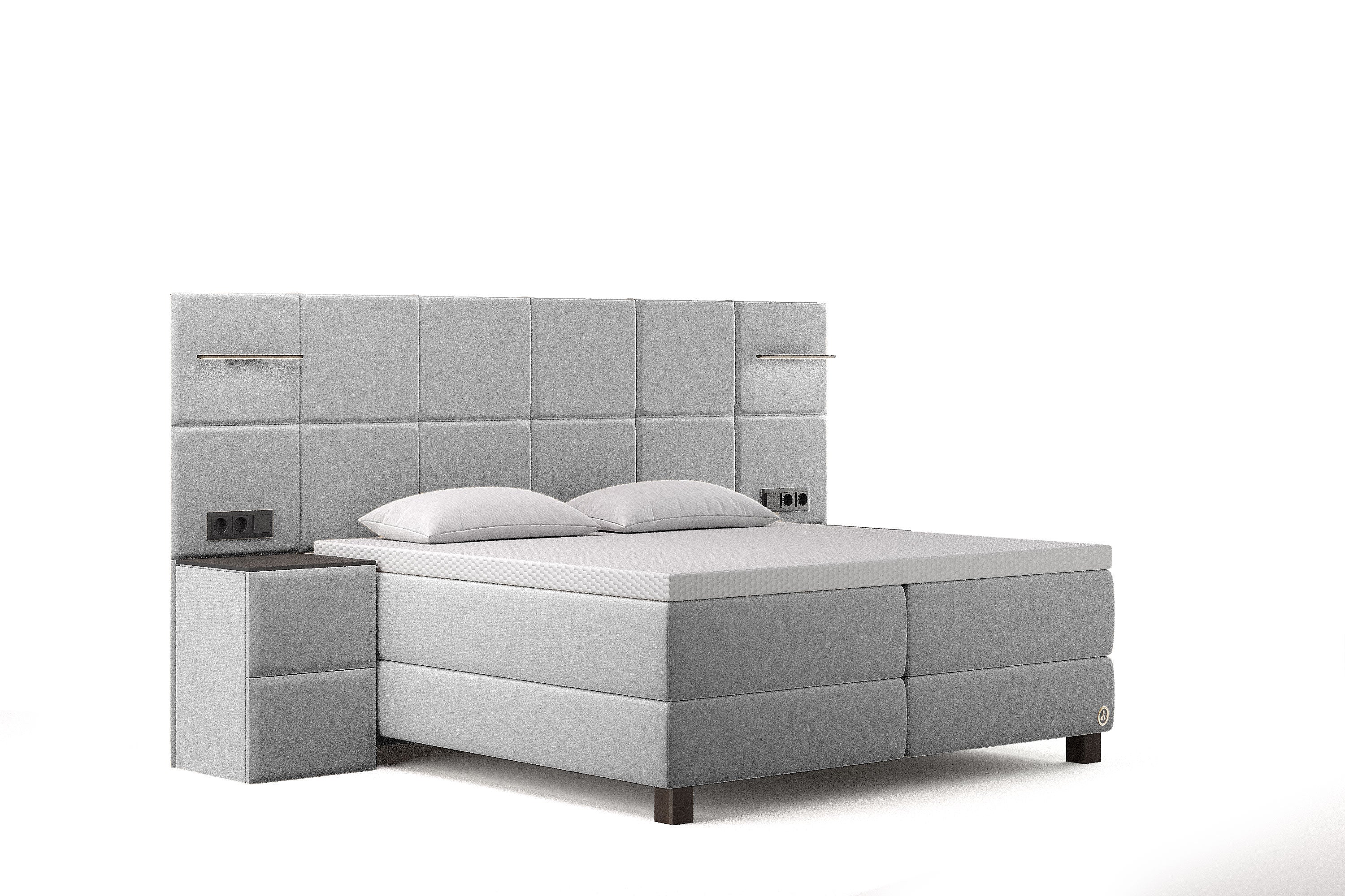 Di-Lara® Cassandra Boxspringbett mit Matratze und Topper inkl. 2 Nachtkommoden