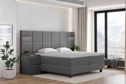 Di-Lara® Cassandra Boxspringbett mit Matratze und Topper inkl. 2 Nachtkommoden
