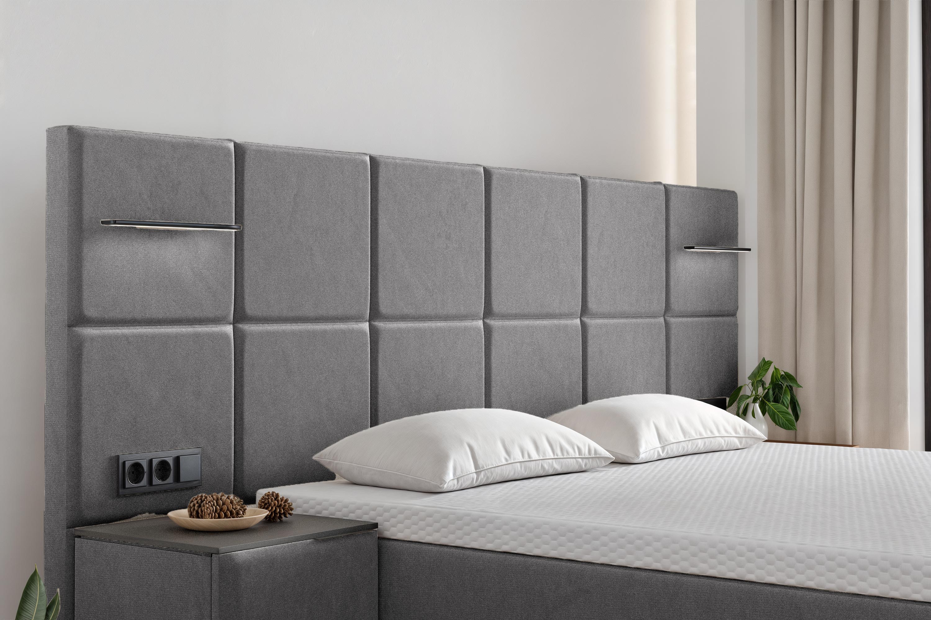 Di-Lara® Cassandra Boxspringbett mit Matratze und Topper inkl. 2 Nachtkommoden