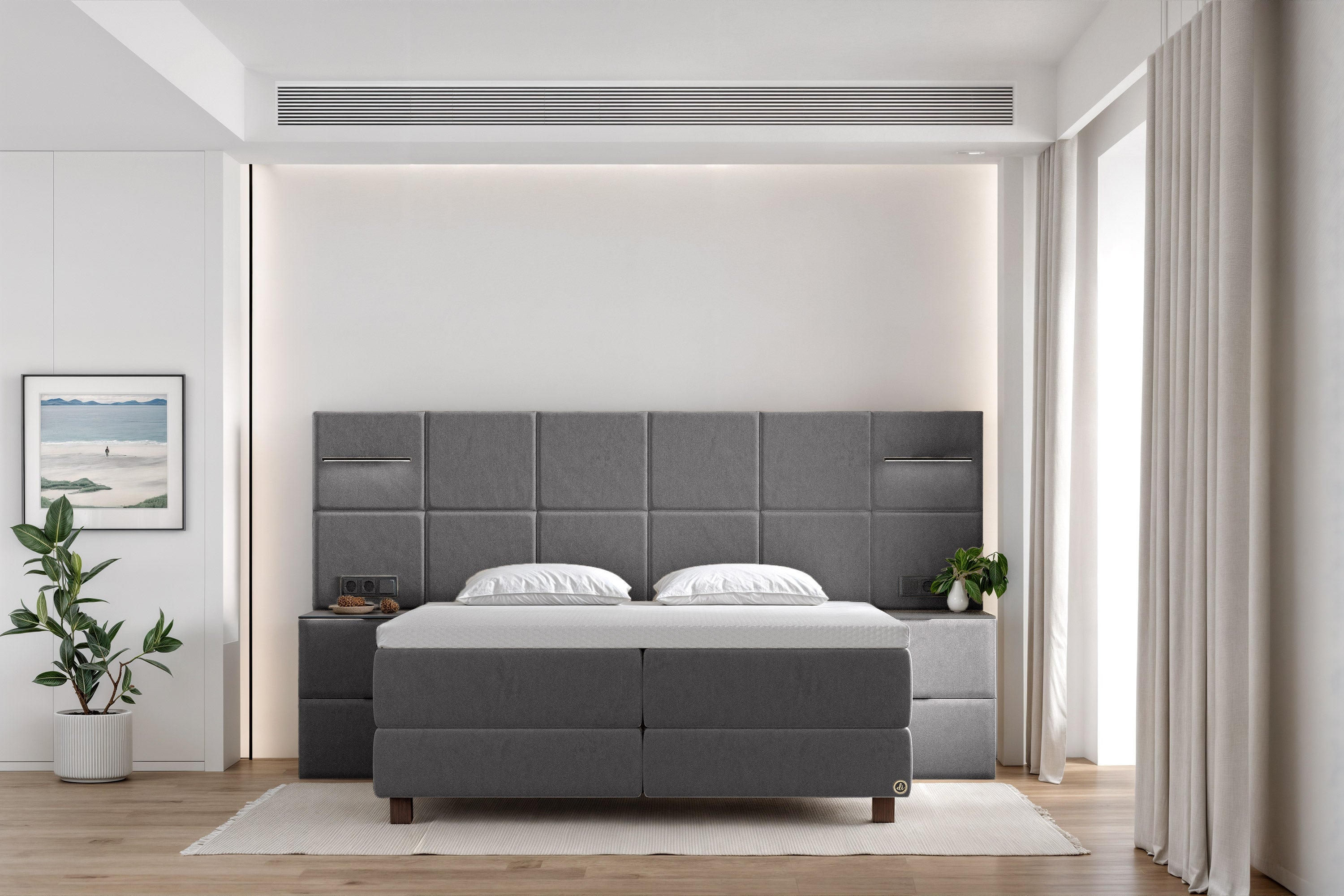 Di-Lara® Cassandra Boxspringbett mit Matratze und Topper inkl. 2 Nachtkommoden