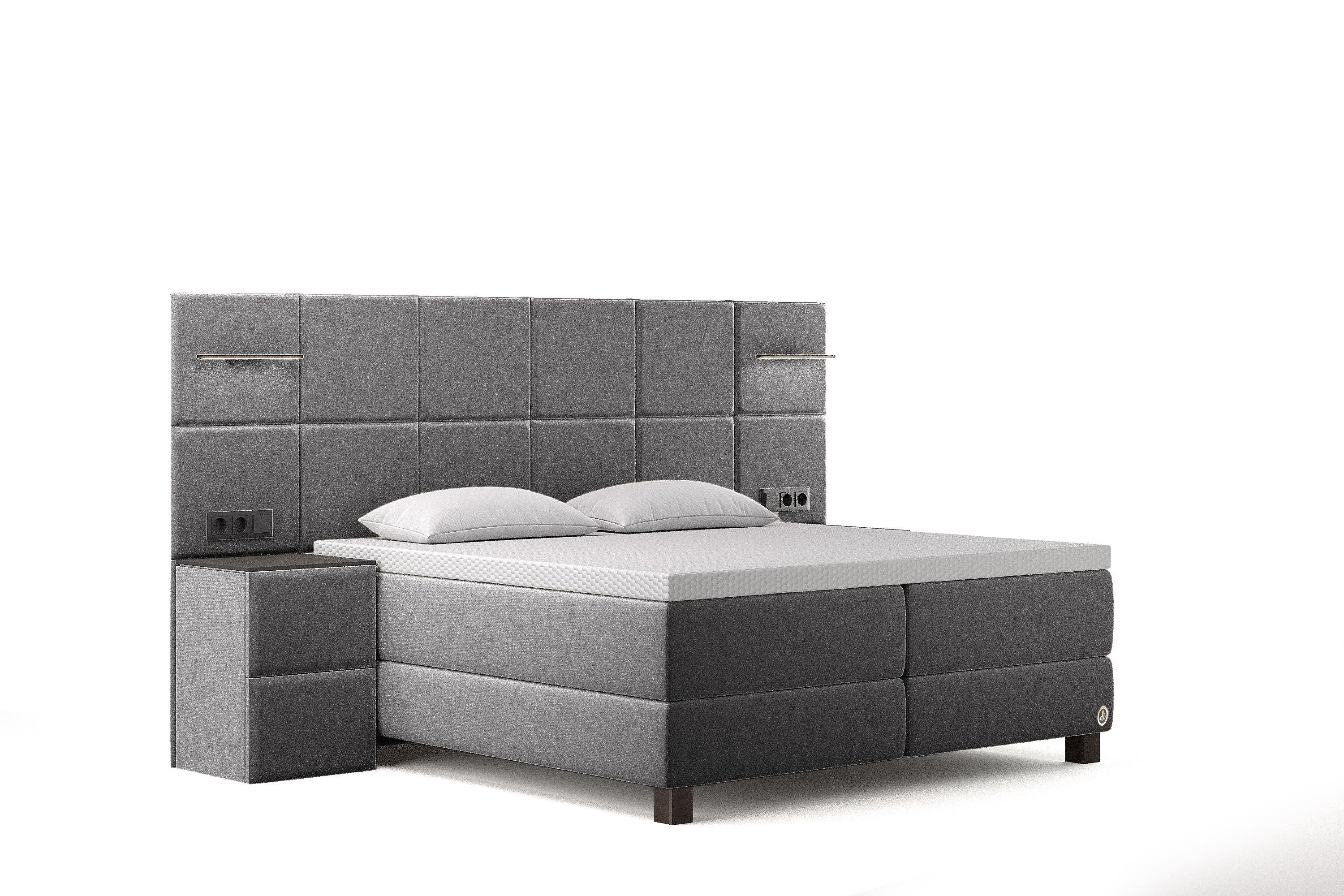 Di-Lara® Cassandra Boxspringbett mit Matratze und Topper inkl. 2 Nachtkommoden