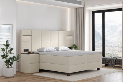Di-Lara® Cassandra Boxspringbett mit Matratze und Topper inkl. 2 Nachtkommoden
