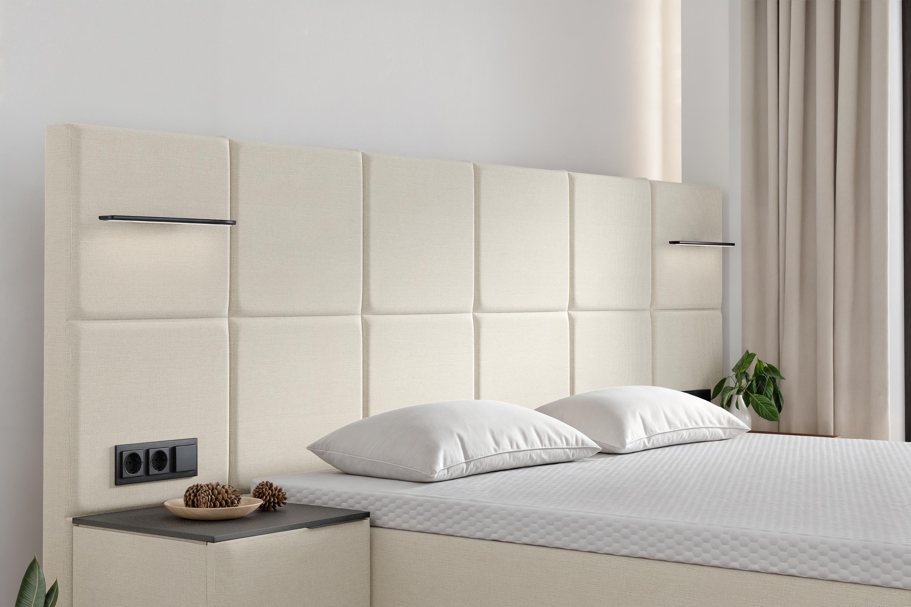 Di-Lara® Cassandra Boxspringbett mit Matratze und Topper inkl. 2 Nachtkommoden