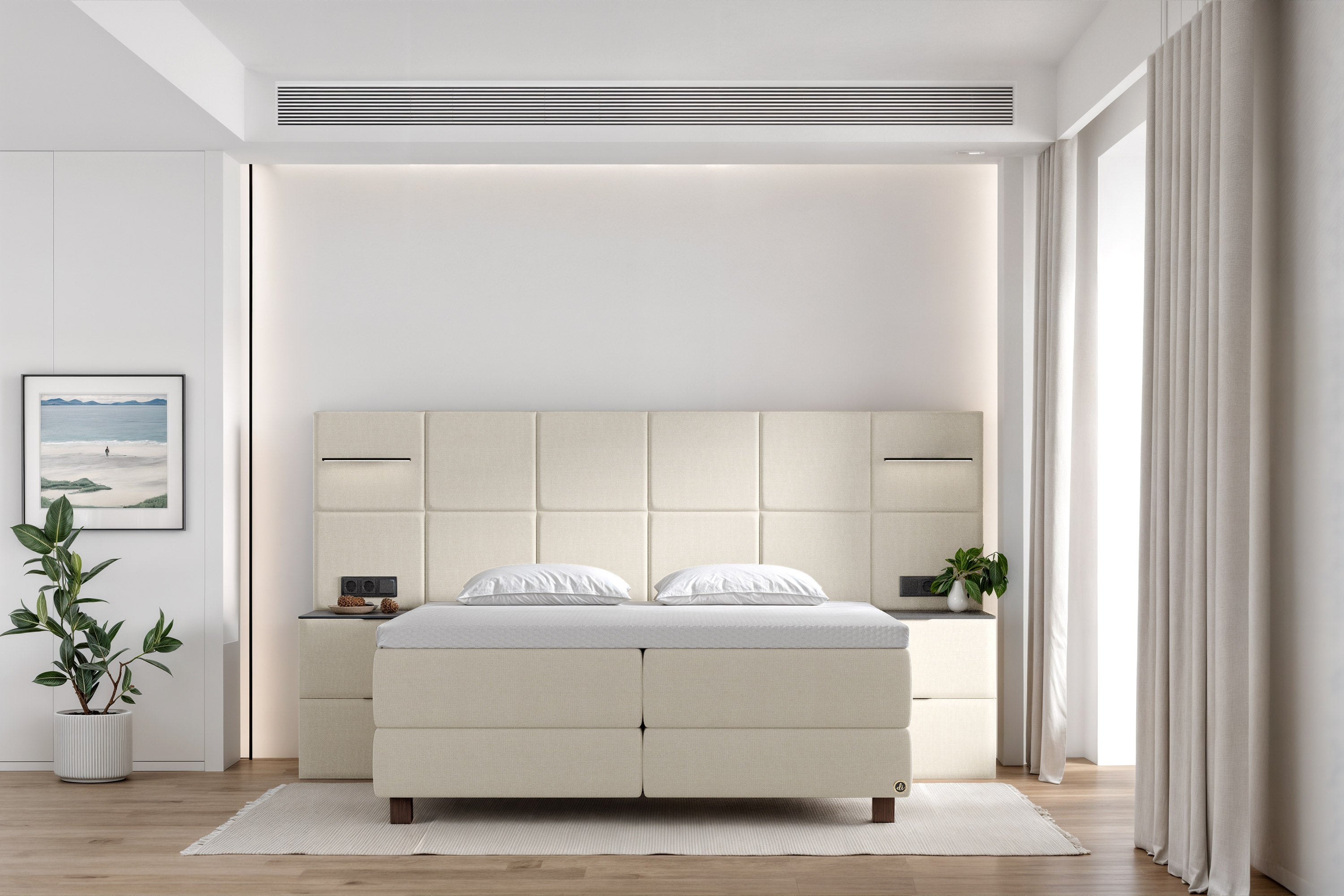 Di-Lara® Cassandra Boxspringbett mit Matratze und Topper inkl. 2 Nachtkommoden